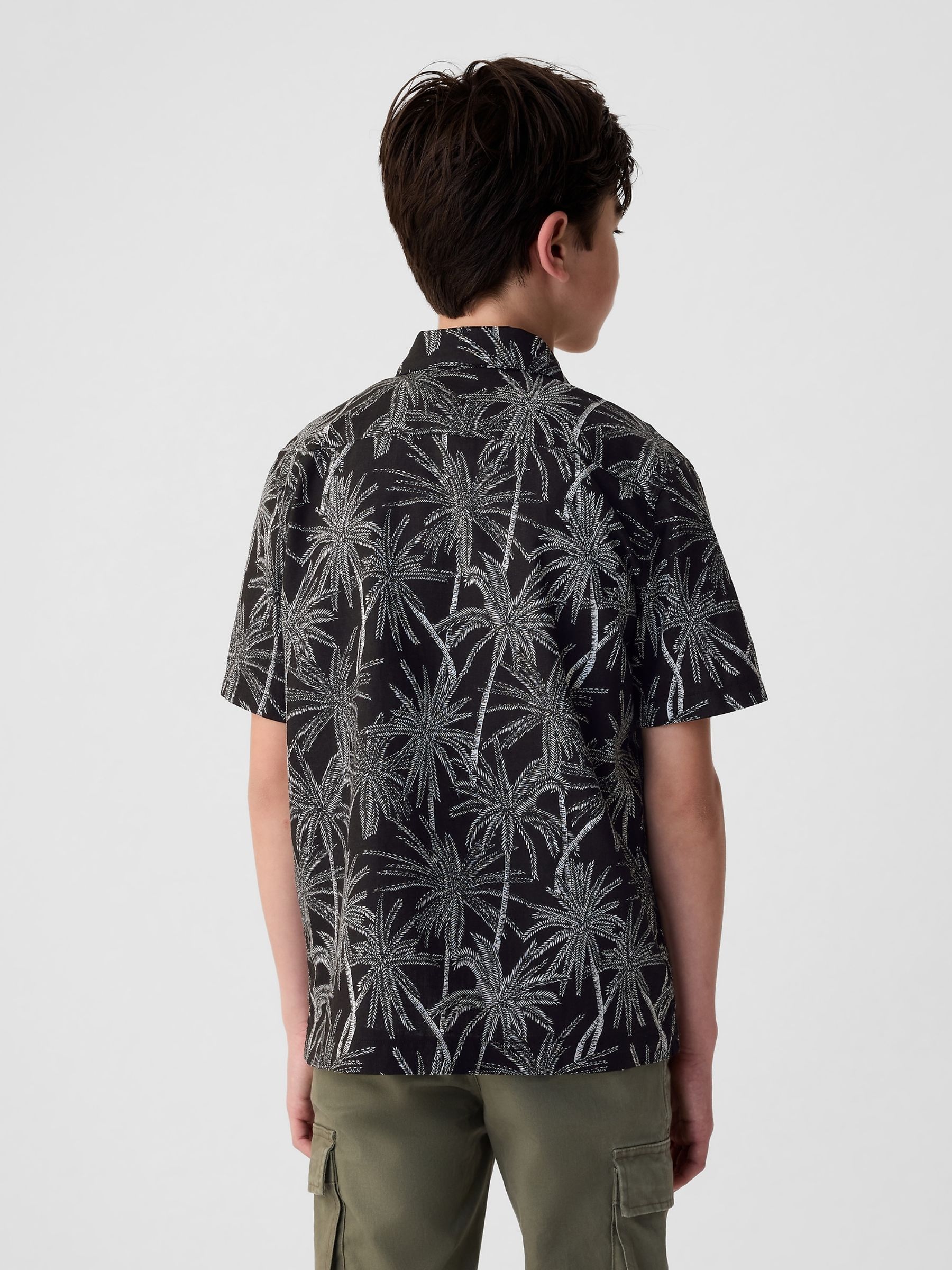 Black Short Sleeve Linen Cotton Shirt (4-13yrs) - Image 2 of 6