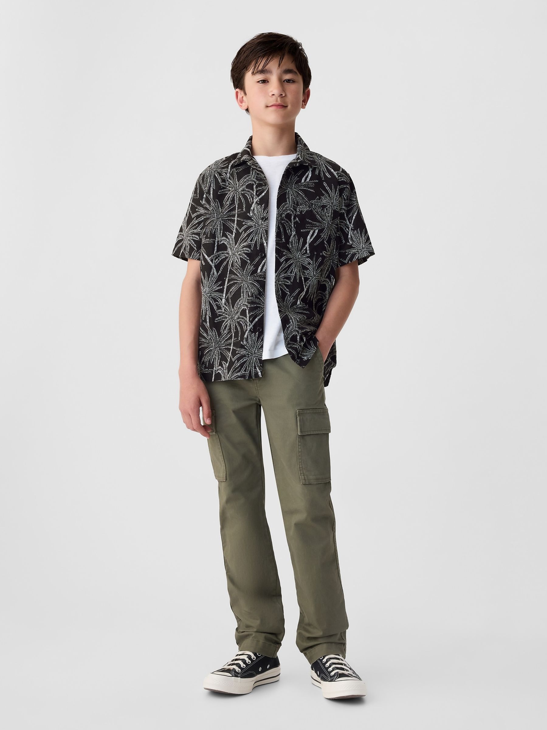 Black Short Sleeve Linen Cotton Shirt (4-13yrs) - Image 3 of 6