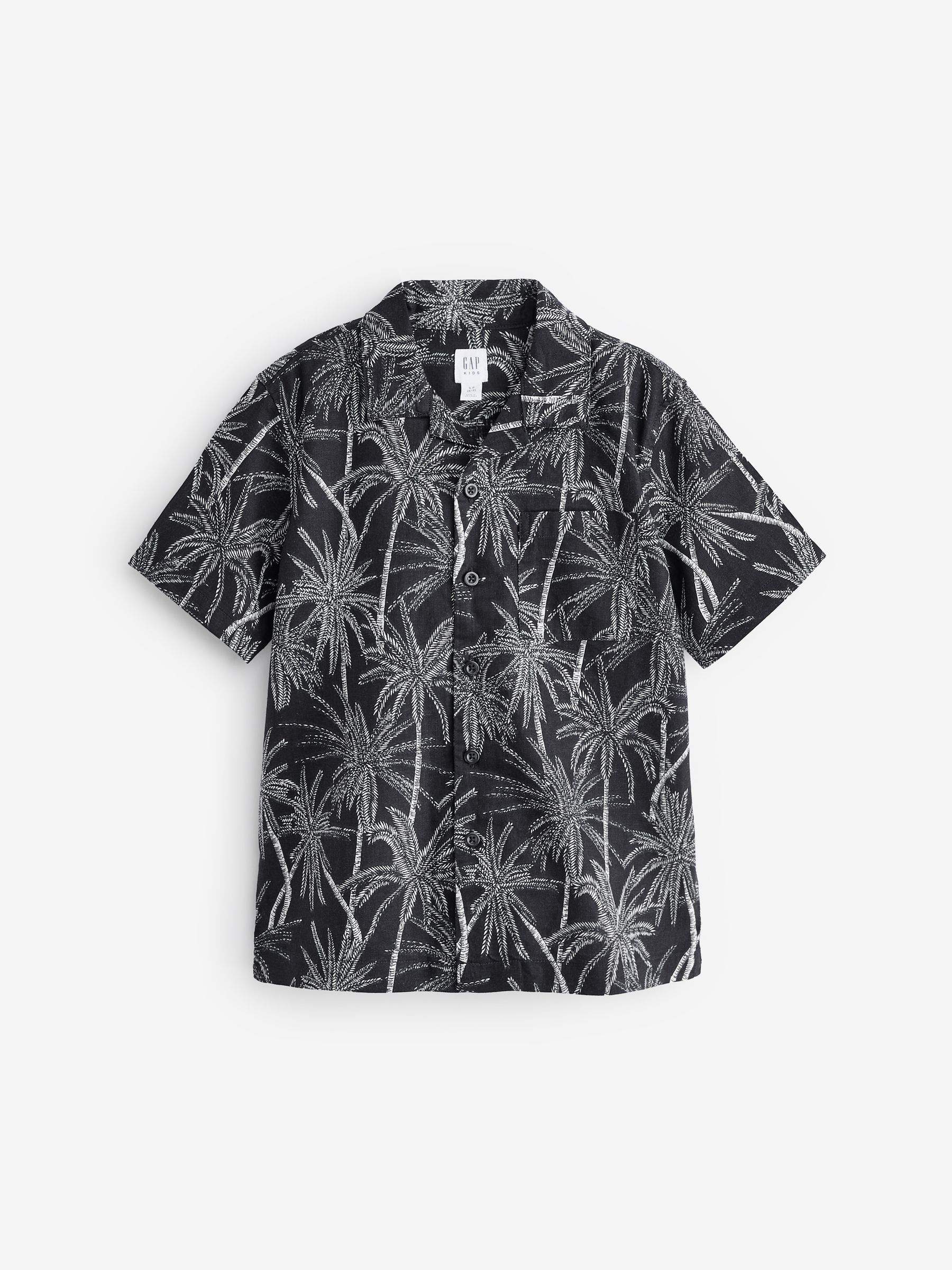 Black Short Sleeve Linen Cotton Shirt (4-13yrs) - Image 4 of 6