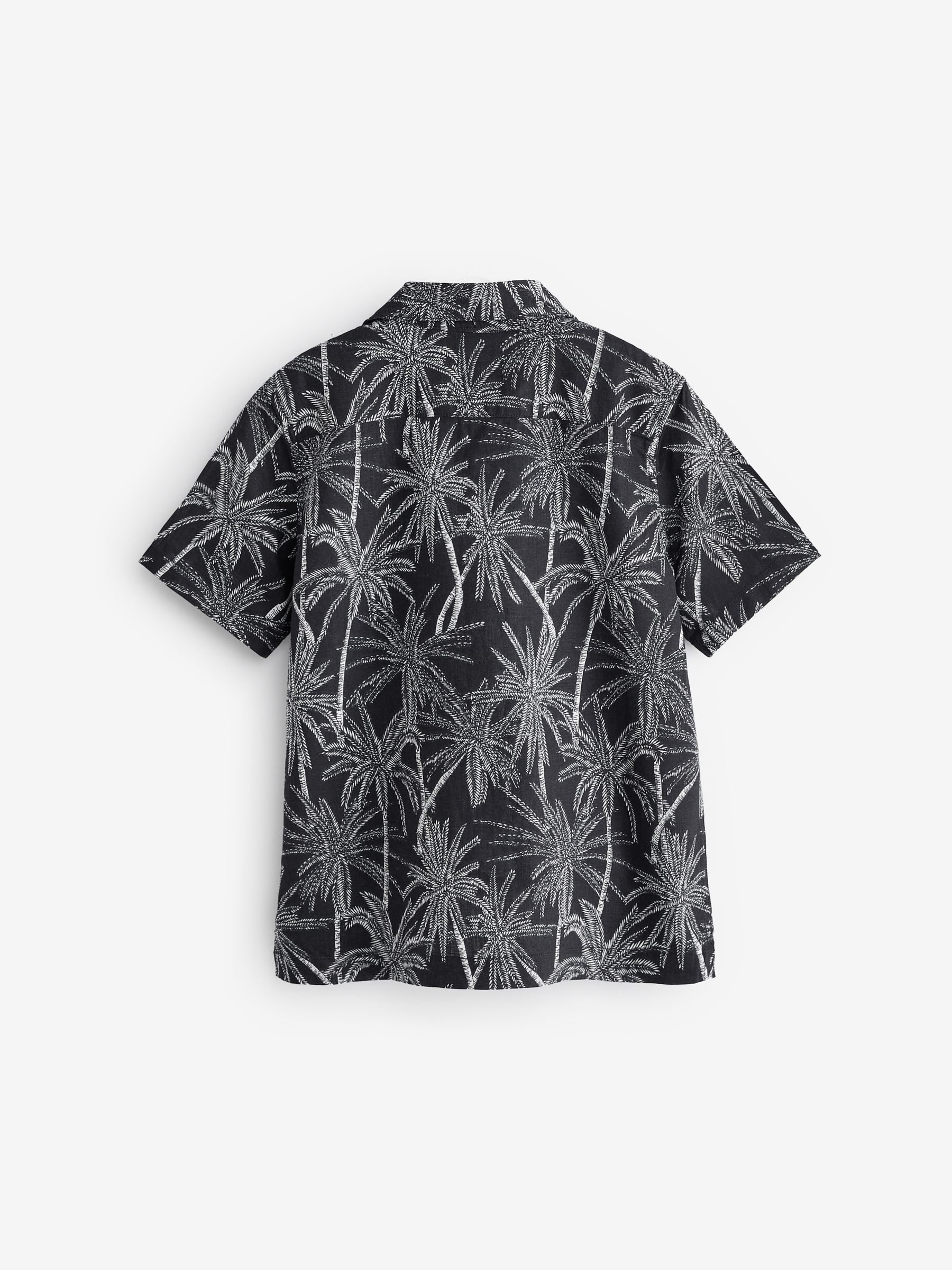 Black Short Sleeve Linen Cotton Shirt (4-13yrs) - Image 5 of 6