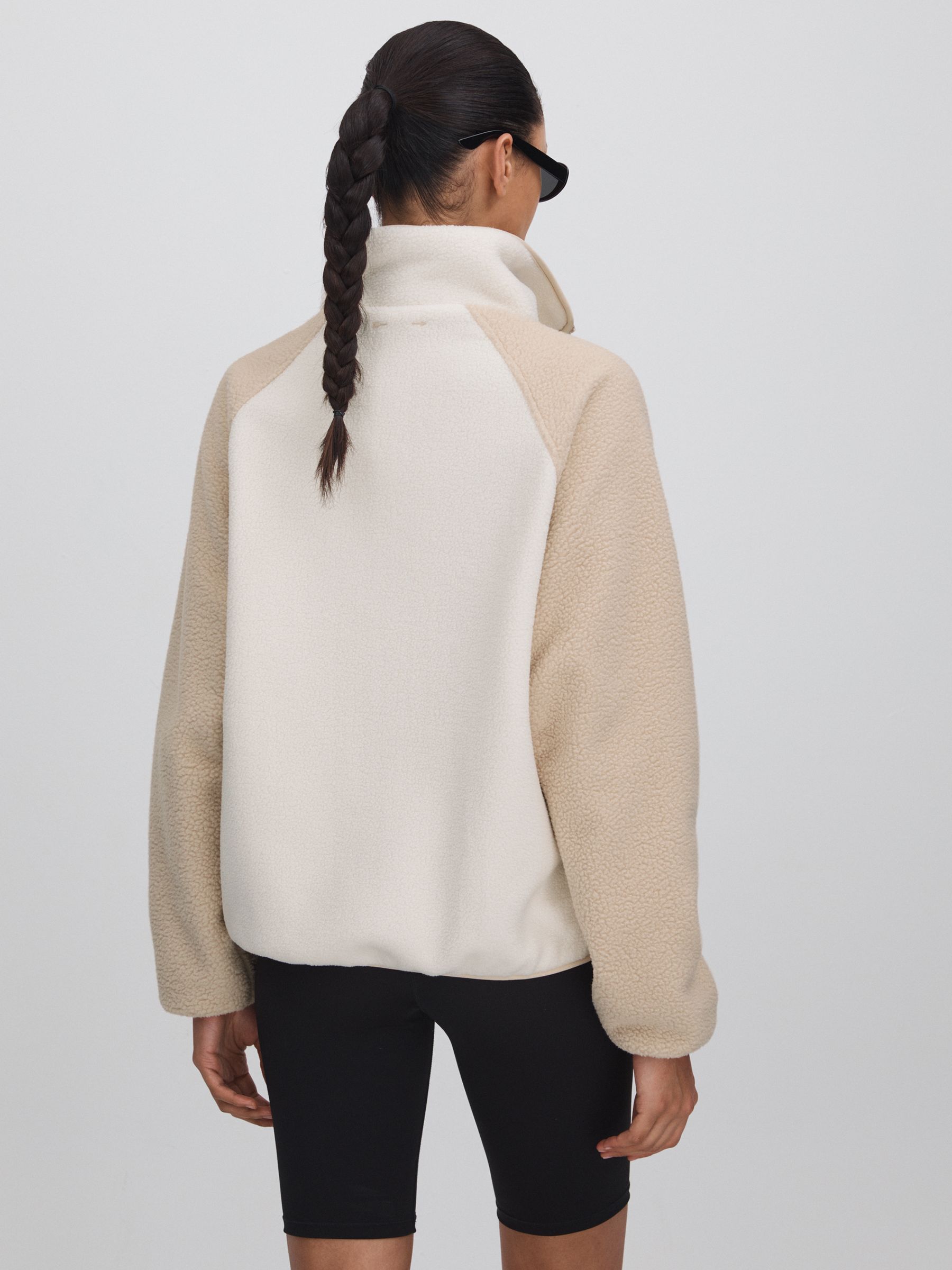 Fleece Funnel Neck Jacket in Natural - Image 5 of 6