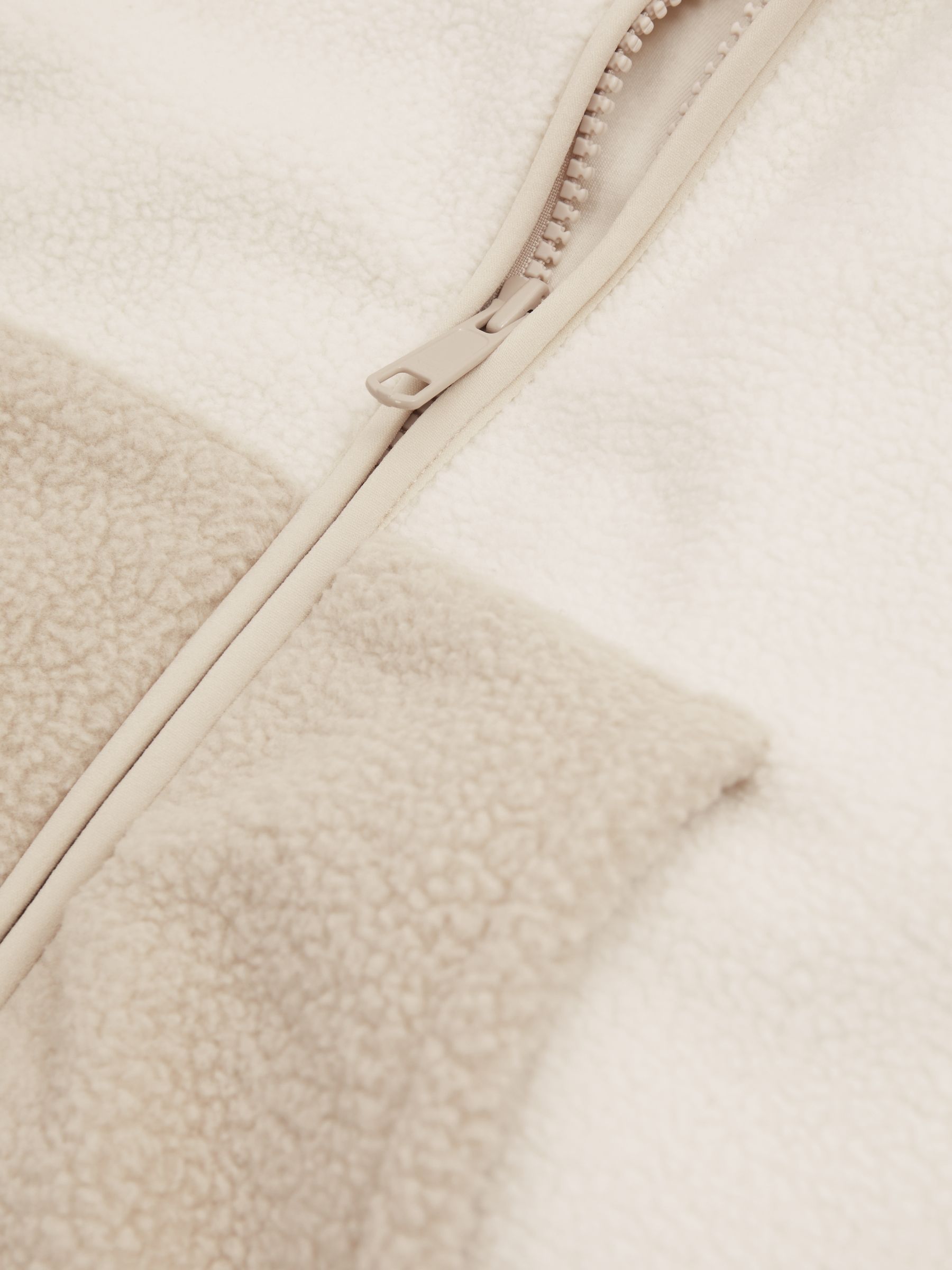 Fleece Funnel Neck Jacket in Natural - Image 6 of 6