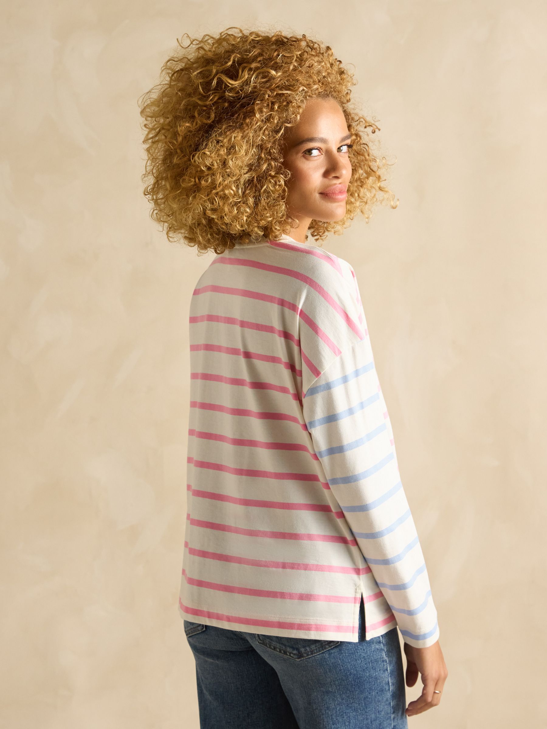 Ellie Pink Multi Long Sleeve Jersey Top | Joules