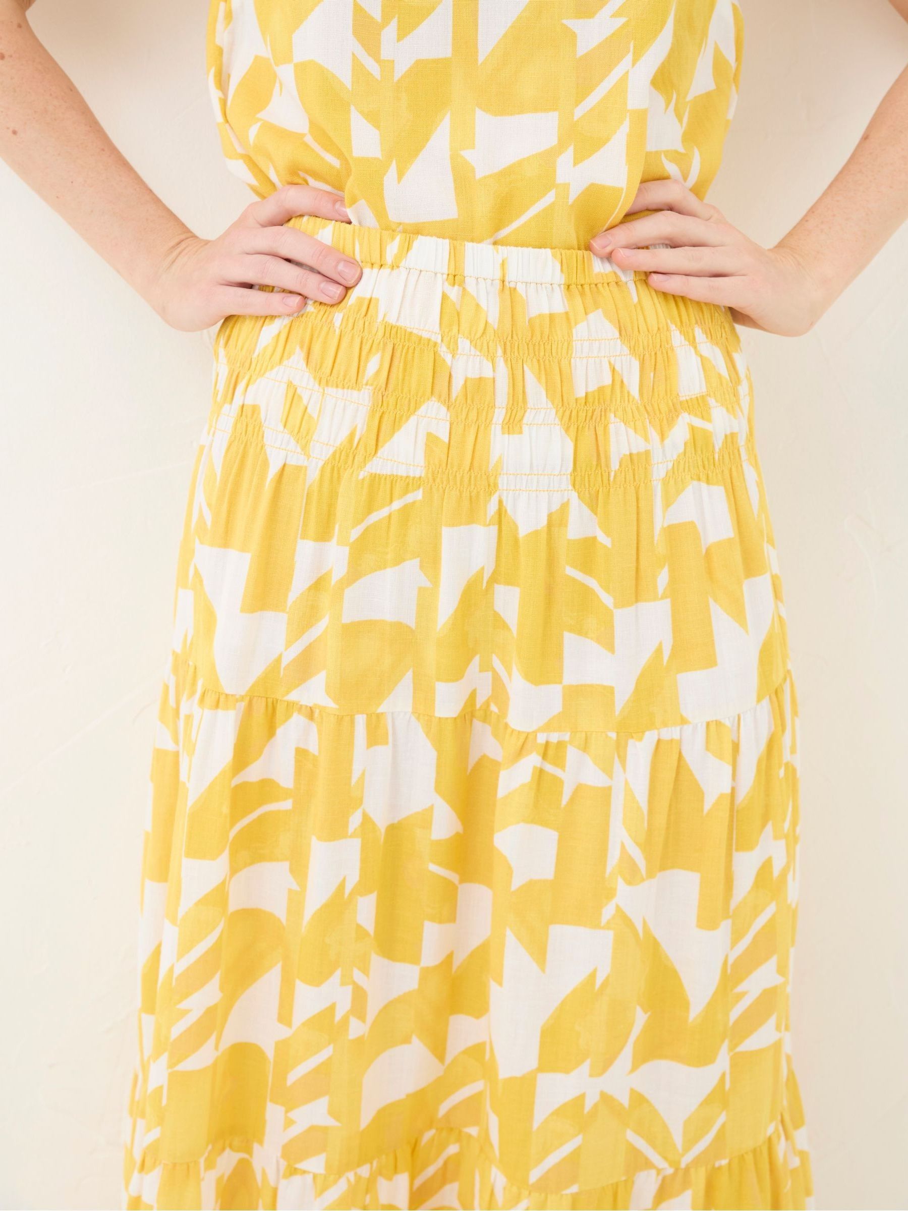 Yellow Marina Med Geo Cotton/Linen Mix Maxi Skirt - Image 2 of 4