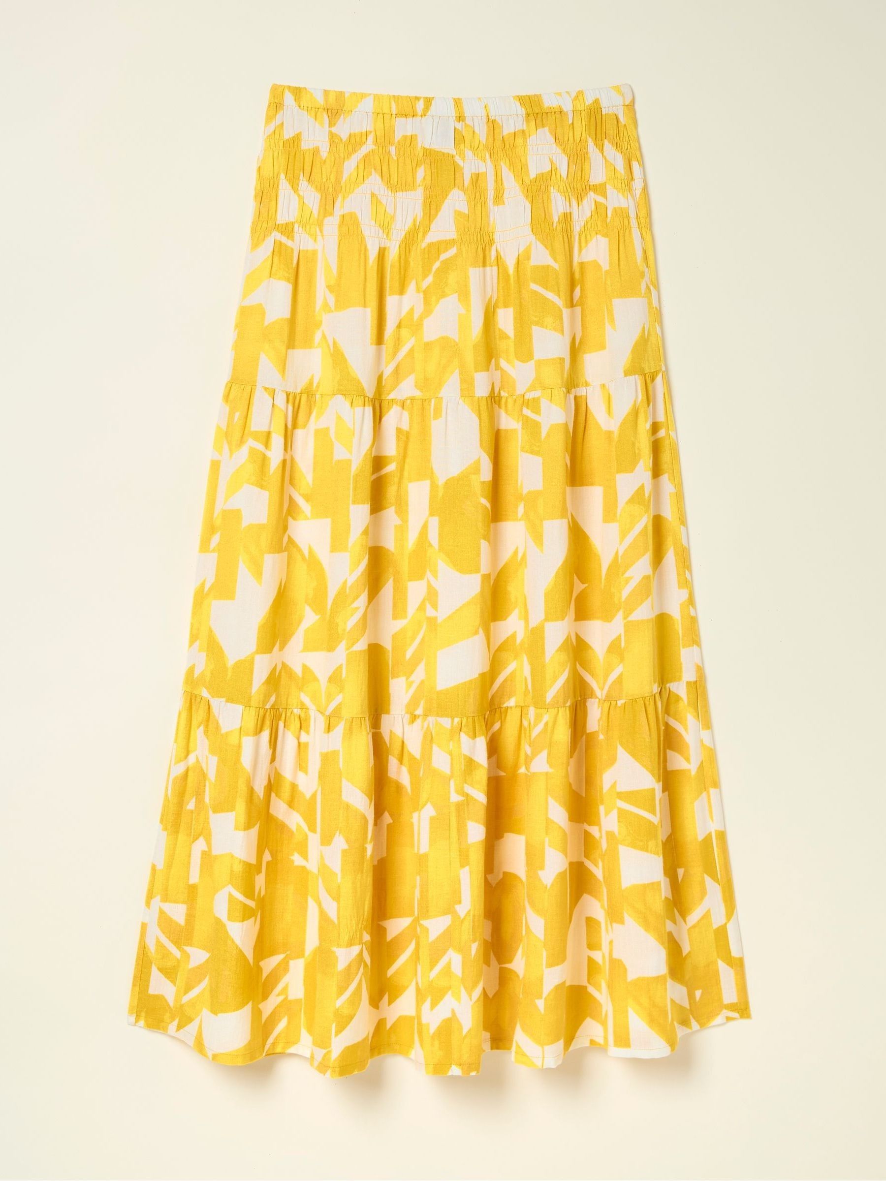 Yellow Marina Med Geo Cotton/Linen Mix Maxi Skirt - Image 4 of 4