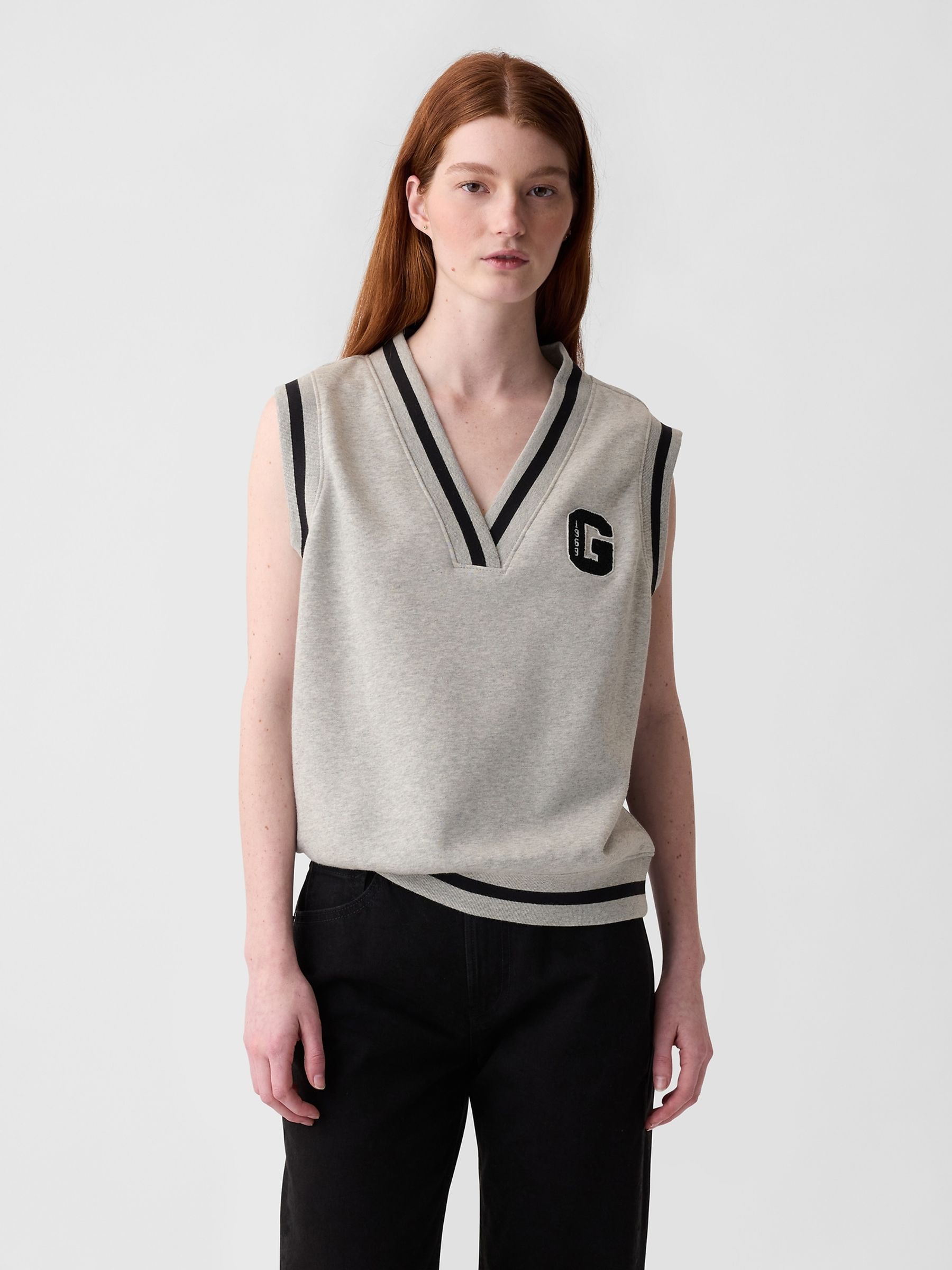 Grey Vintage Soft Oversized V Neck Vest - Image 1 of 1