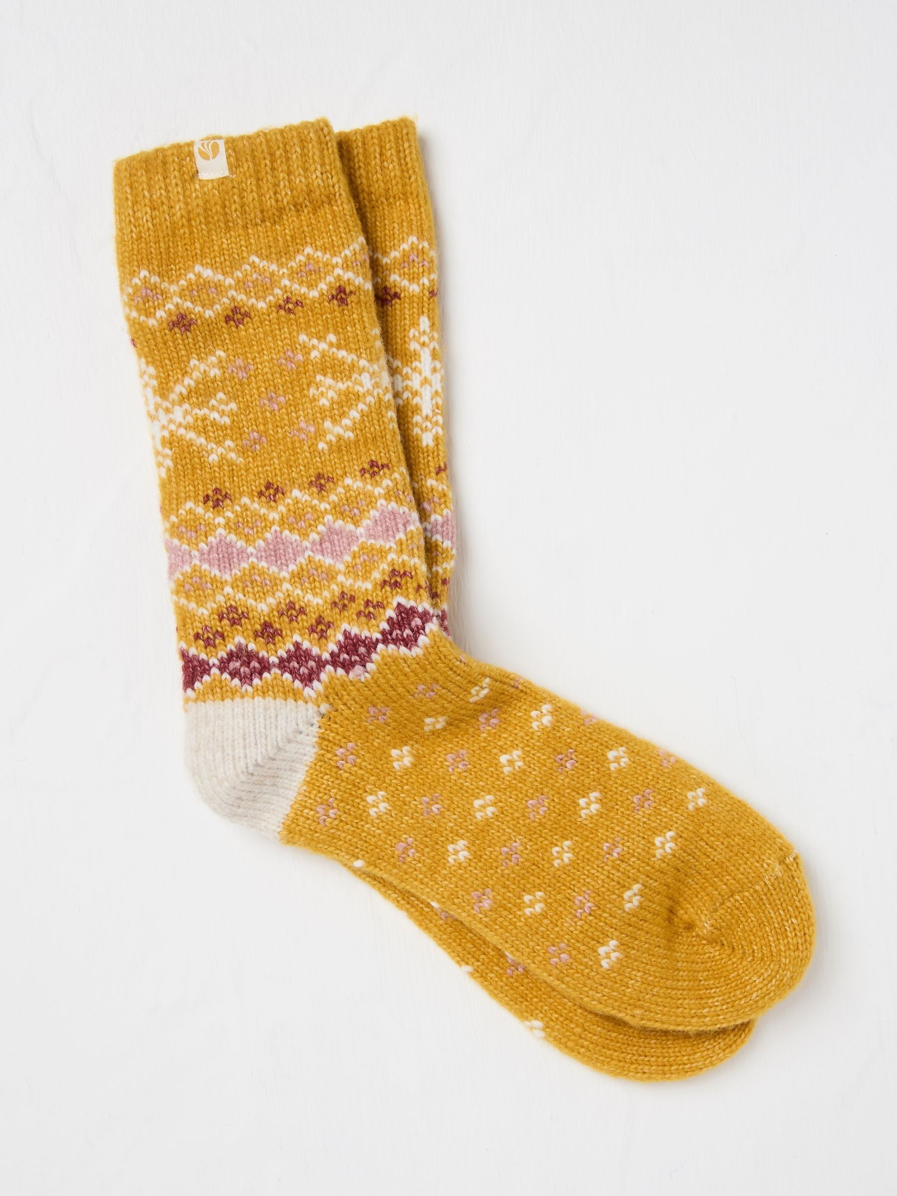 Yellow Fairisle Pattern Supersoft Socks - Image 1 of 2