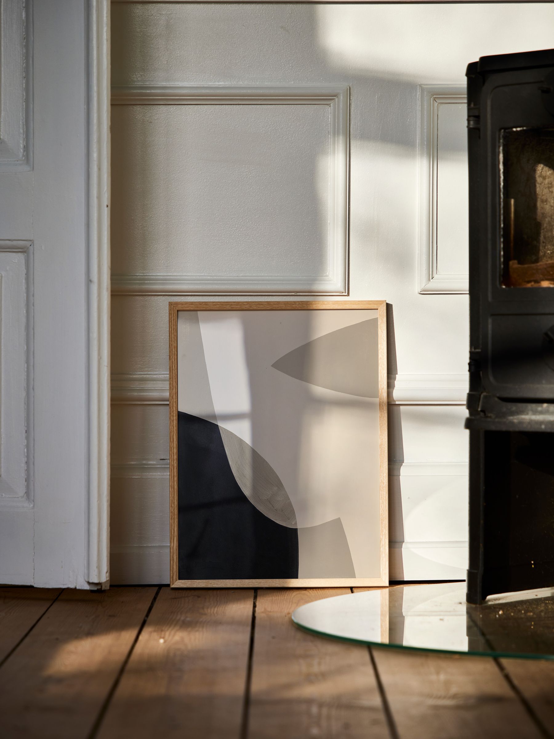 Paper Collective Grey Simplicity 01 Framed Wall Art Print in Natural Oak Frame - Image 3 of 4