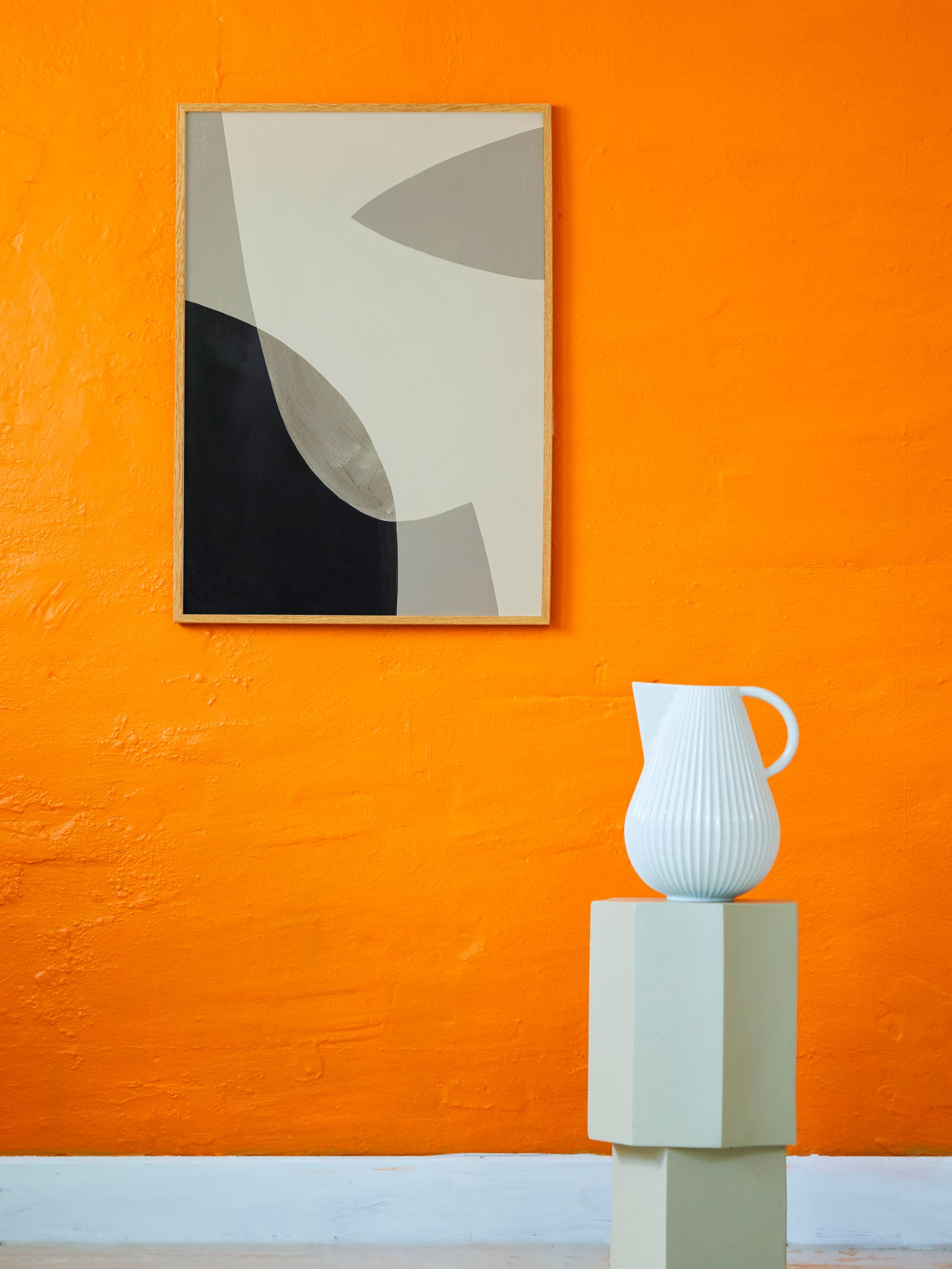 Paper Collective Grey Simplicity 01 Framed Wall Art Print in Natural Oak Frame - Image 4 of 4