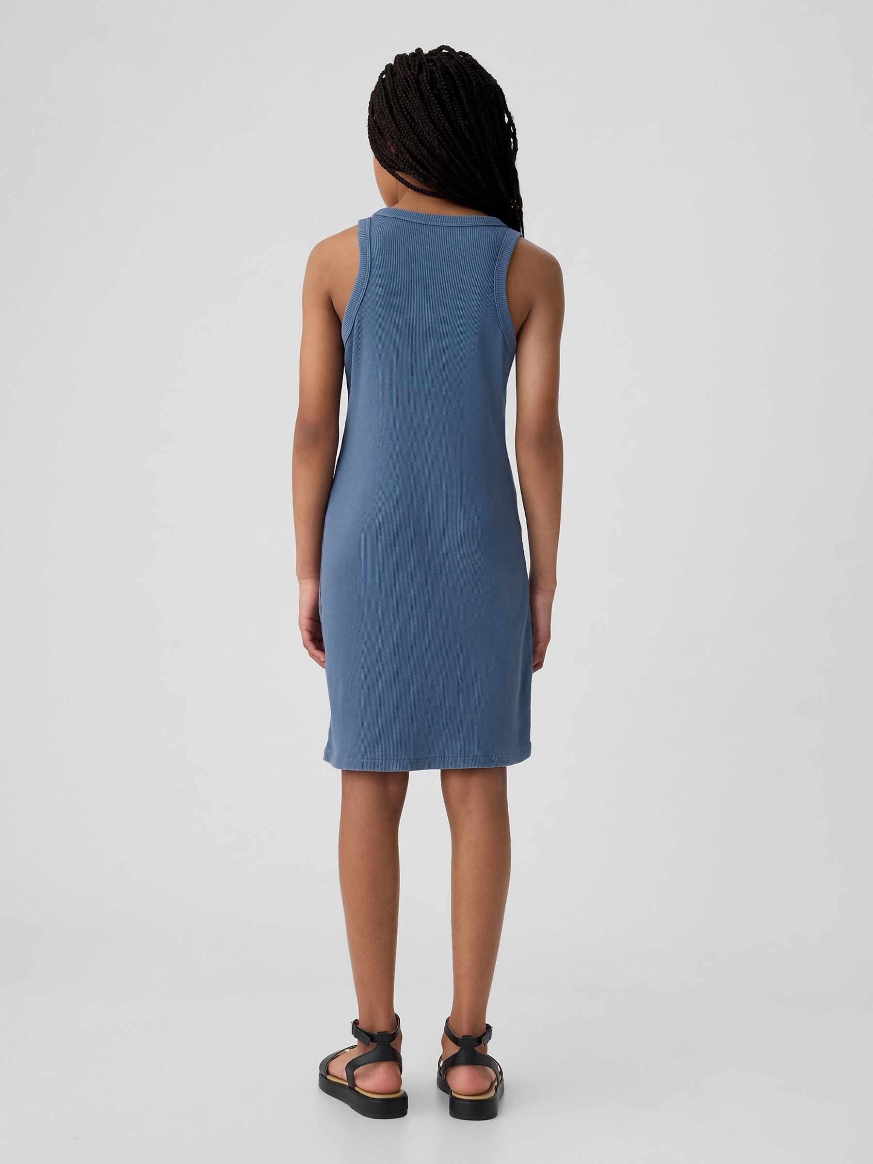 Blue Cotton Ribbed Tank Dress (4-13yrs) - Image 2 of 3