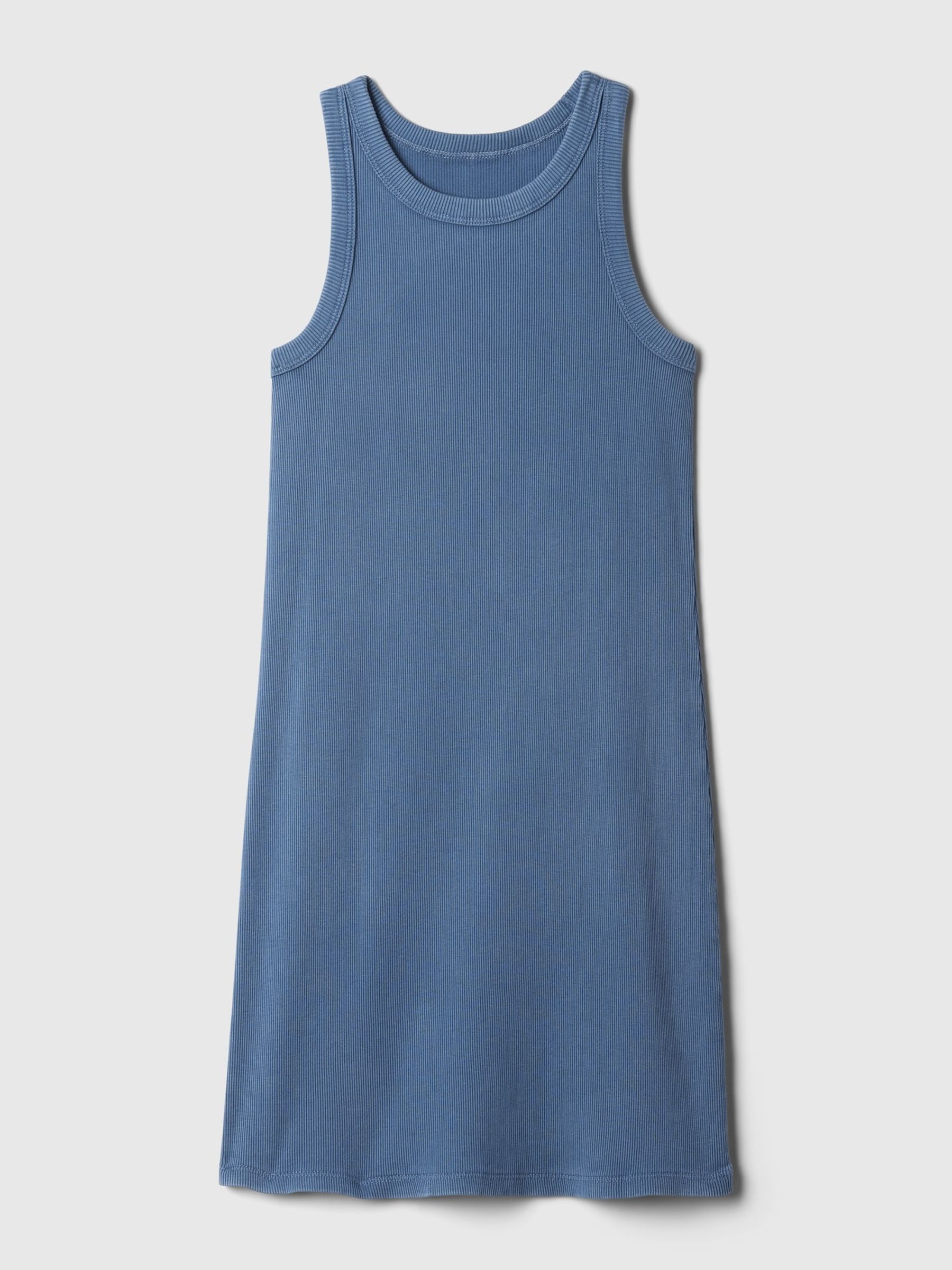 Blue Cotton Ribbed Tank Dress (4-13yrs) - Image 3 of 3