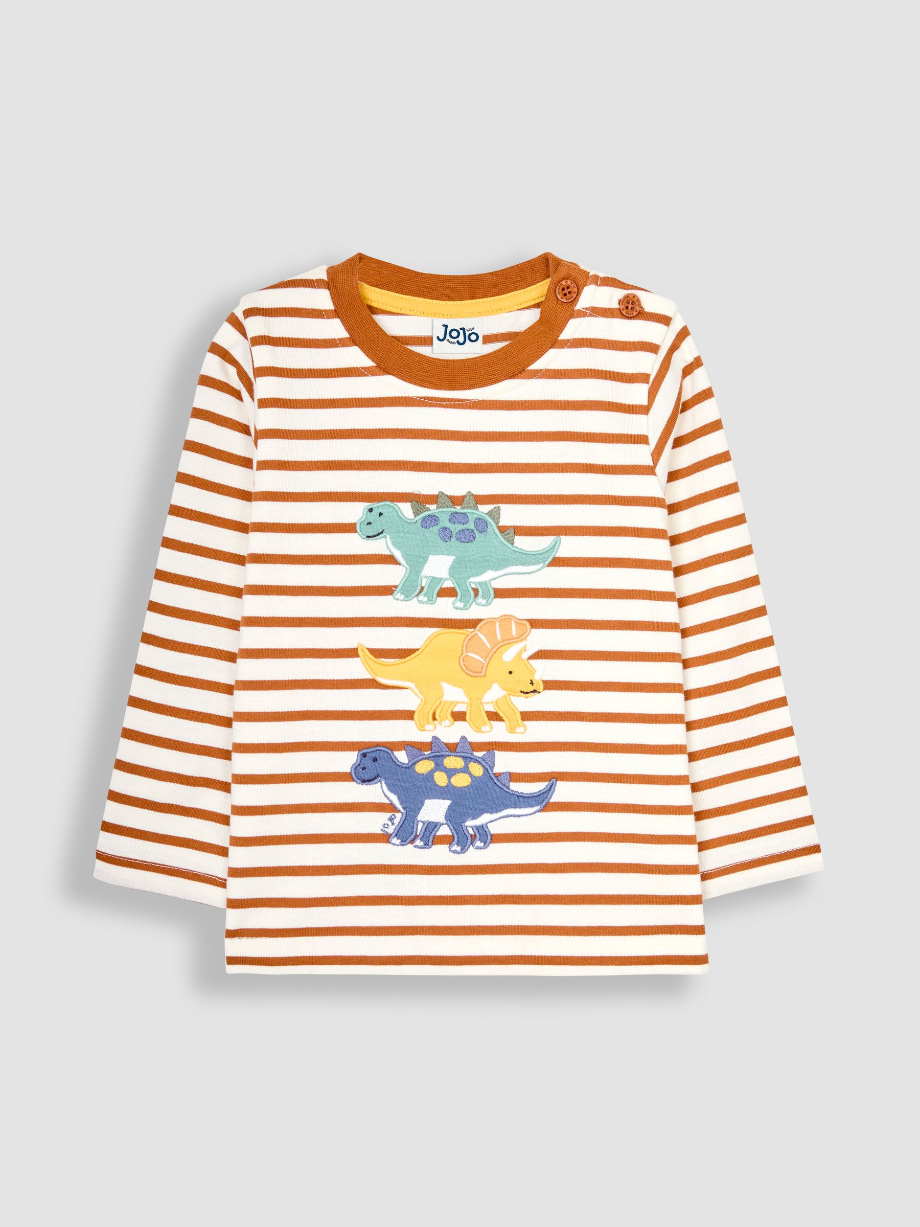 Toffee Stripe Dinosaur Appliqué Top - Image 1 of 3