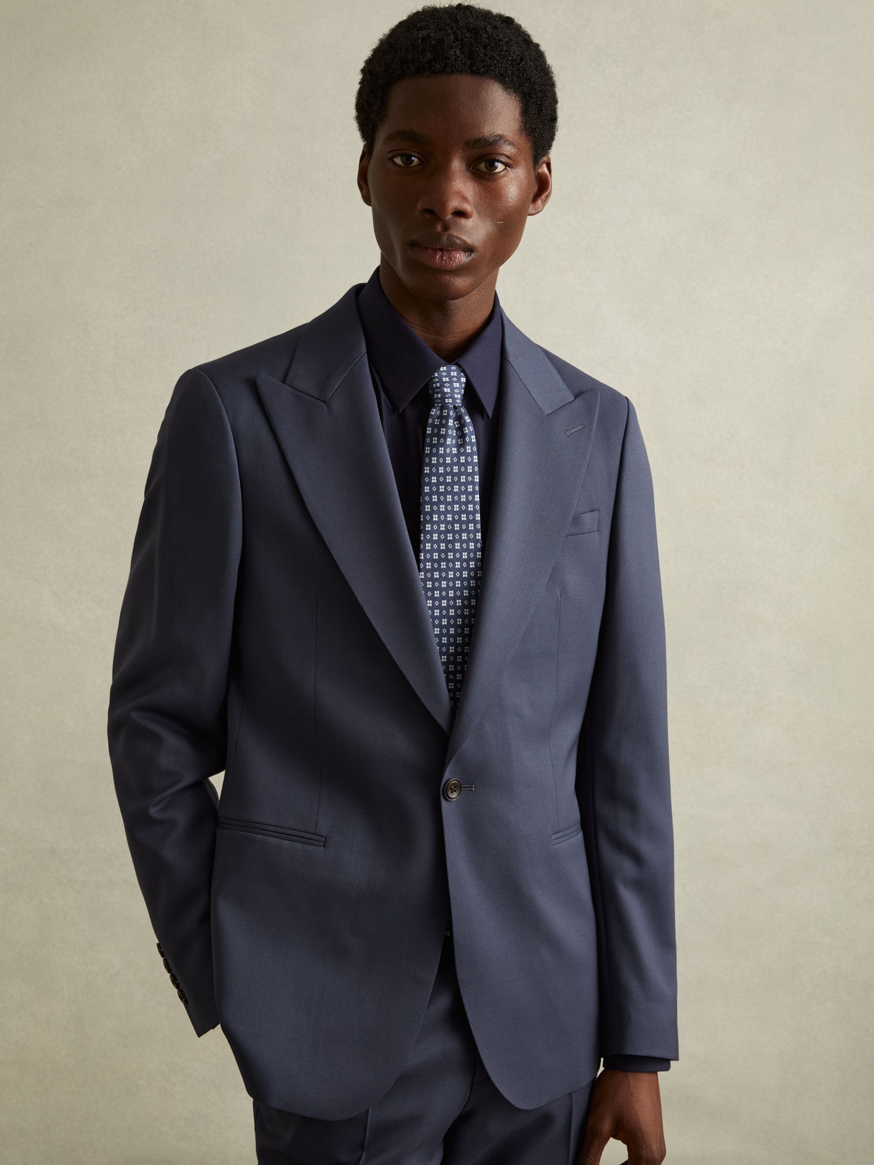 Silk Medallion Print Tie in Navy - Image 2 of 5