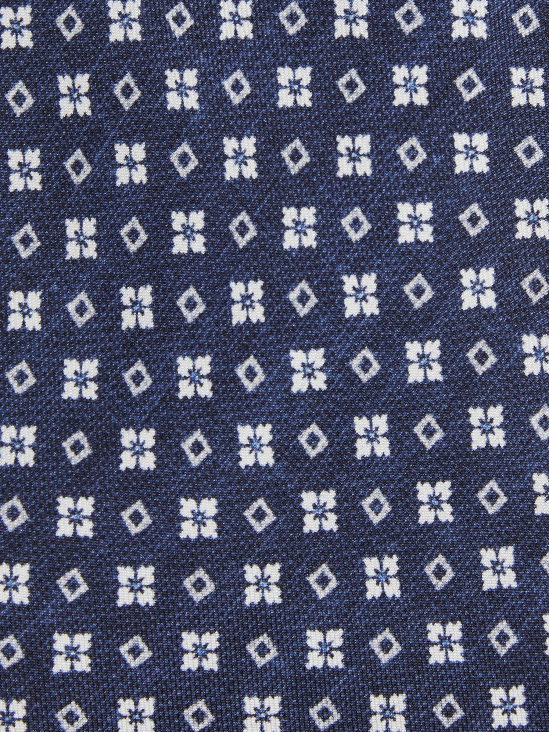 Silk Medallion Print Tie in Navy - Image 5 of 5
