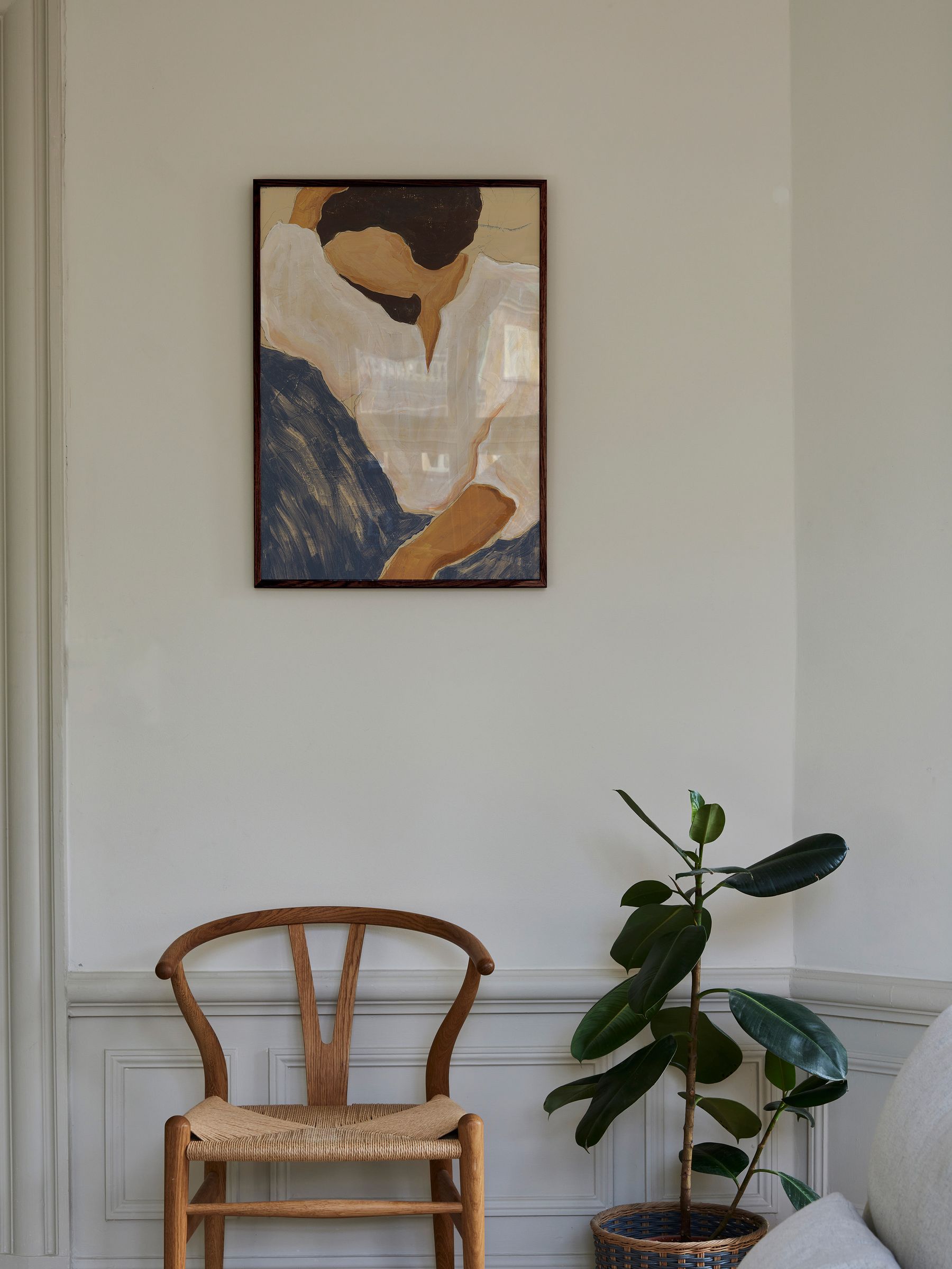 Paper Collective White Silent Dreams Framed Wall Art Print in Dark Oak Frame - Image 2 of 4