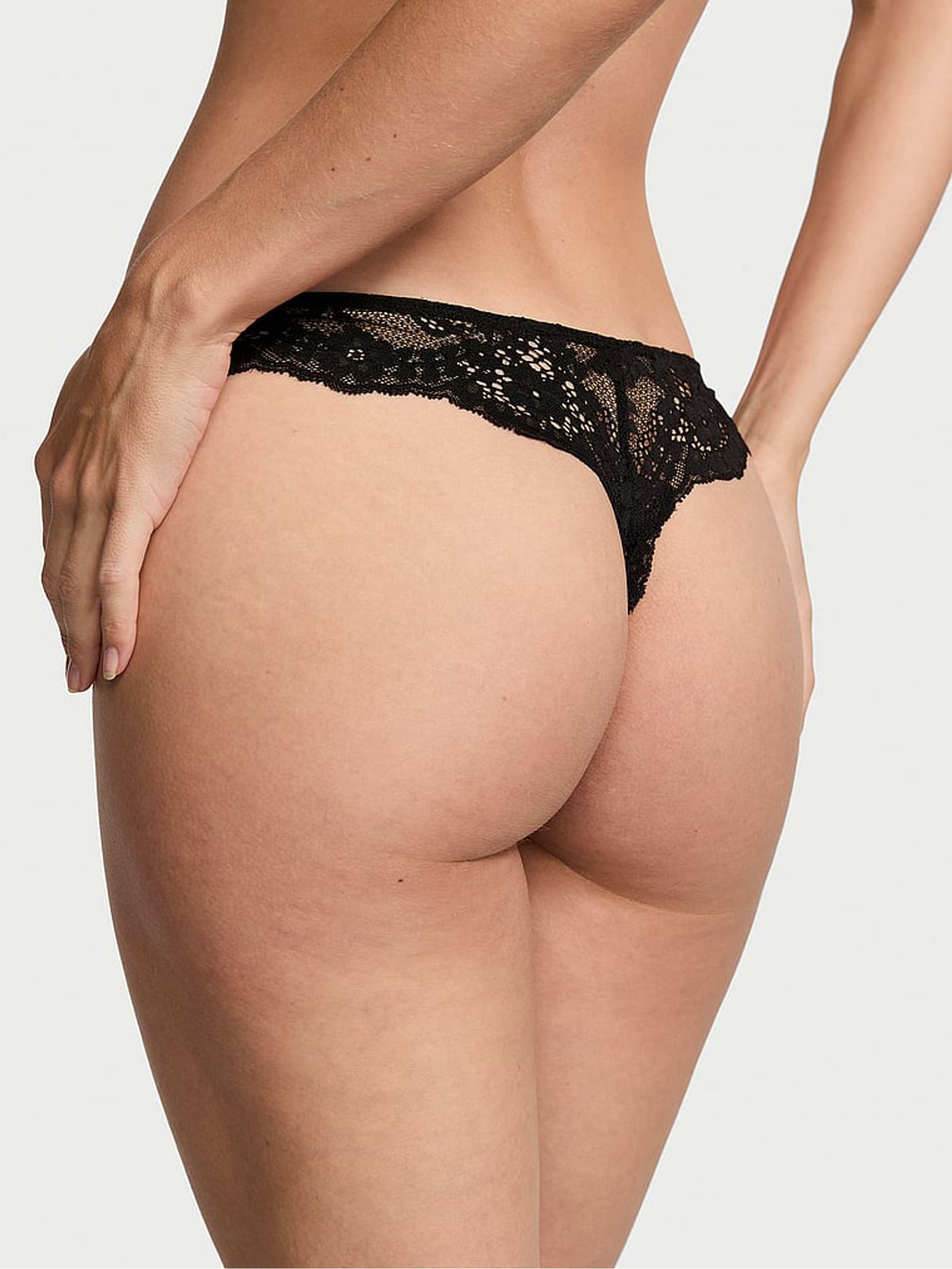 Black Thong Lace Knickers - Image 2 of 3