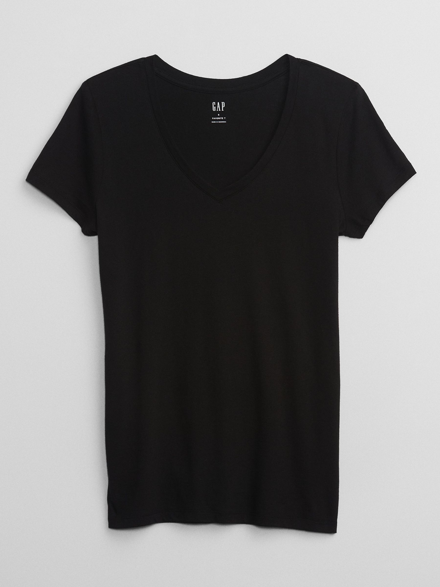 Black V-Neck Favourite Cotton-Modal Short Sleeve T-Shirt - Image 3 of 3
