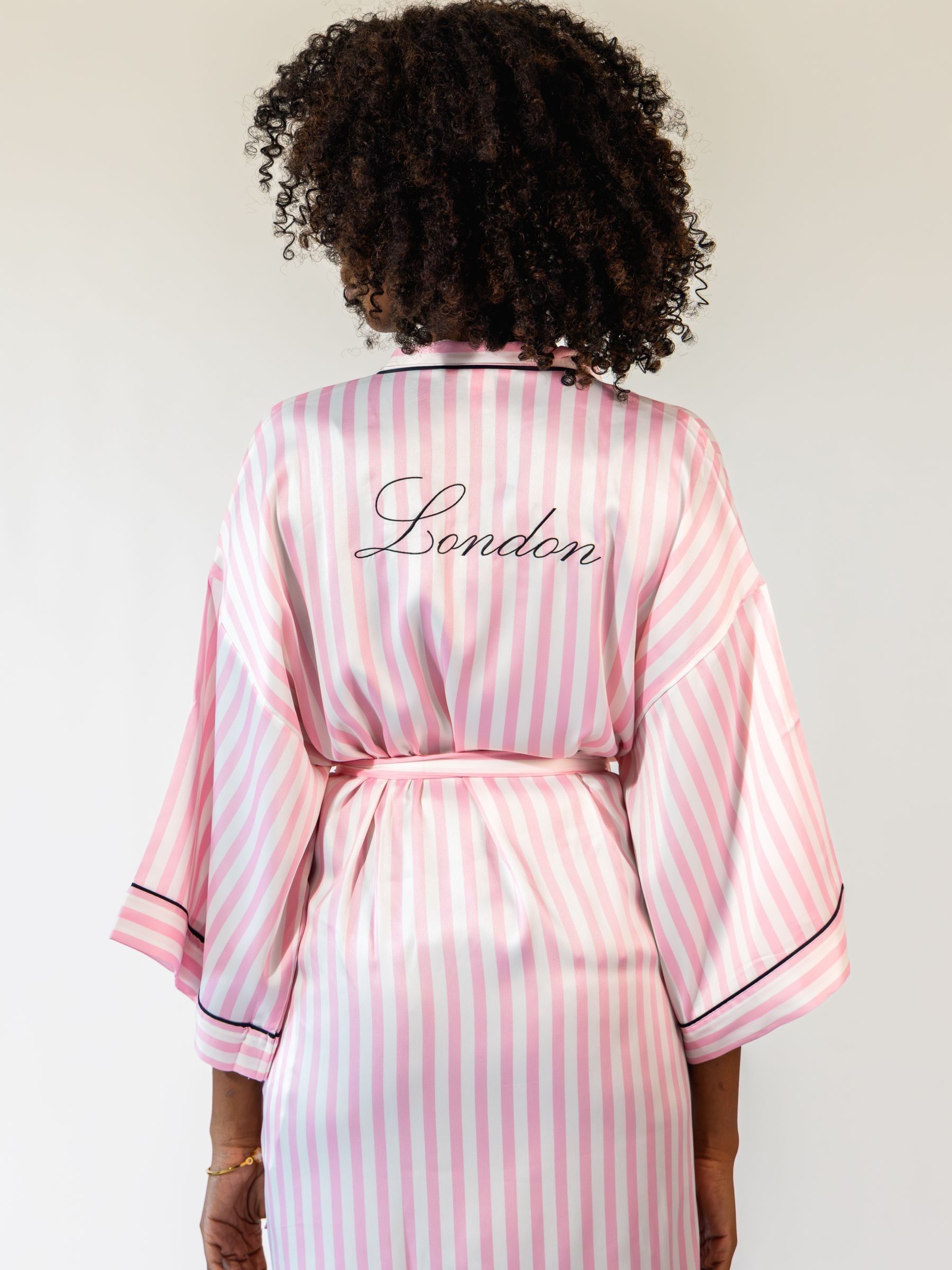 Pink Iconic Stripe London Satin Robe - Image 1 of 2