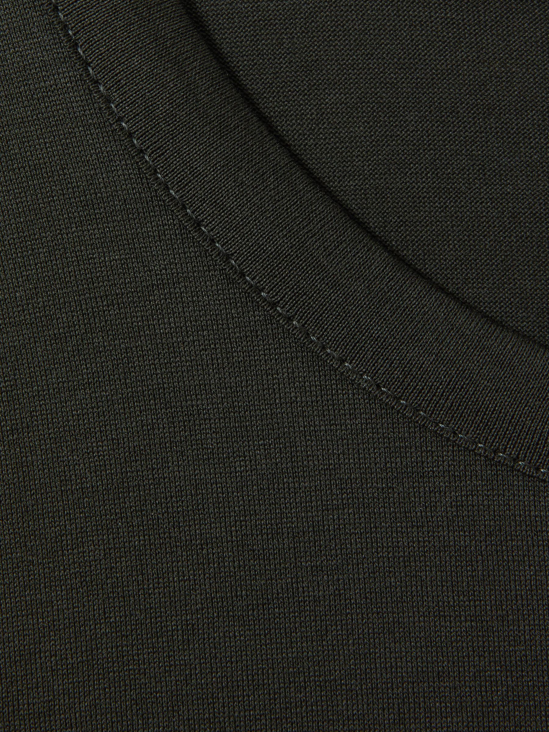 Mercerised Cotton Crew Neck T-Shirt in Dark Olive Green - Image 5 of 5
