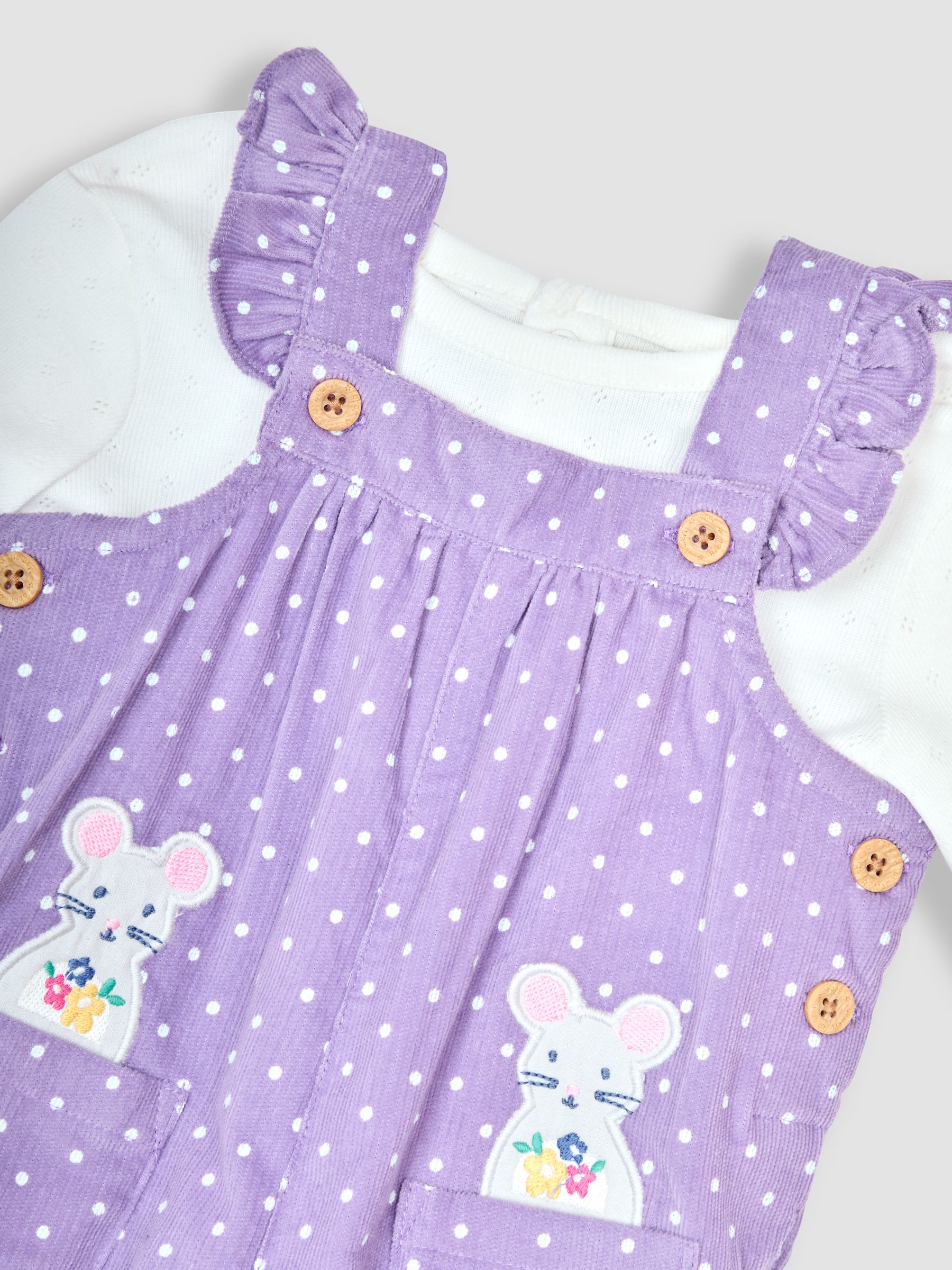 Lilac Purple Mouse Appliqué Cord Dungarees & Top Set - Image 6 of 6