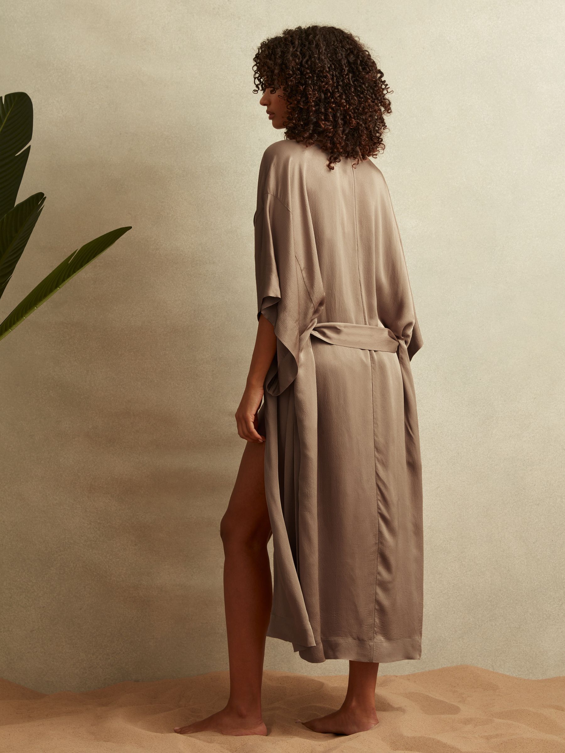 Textured Belted Kimono in Mink - Image 3 of 4