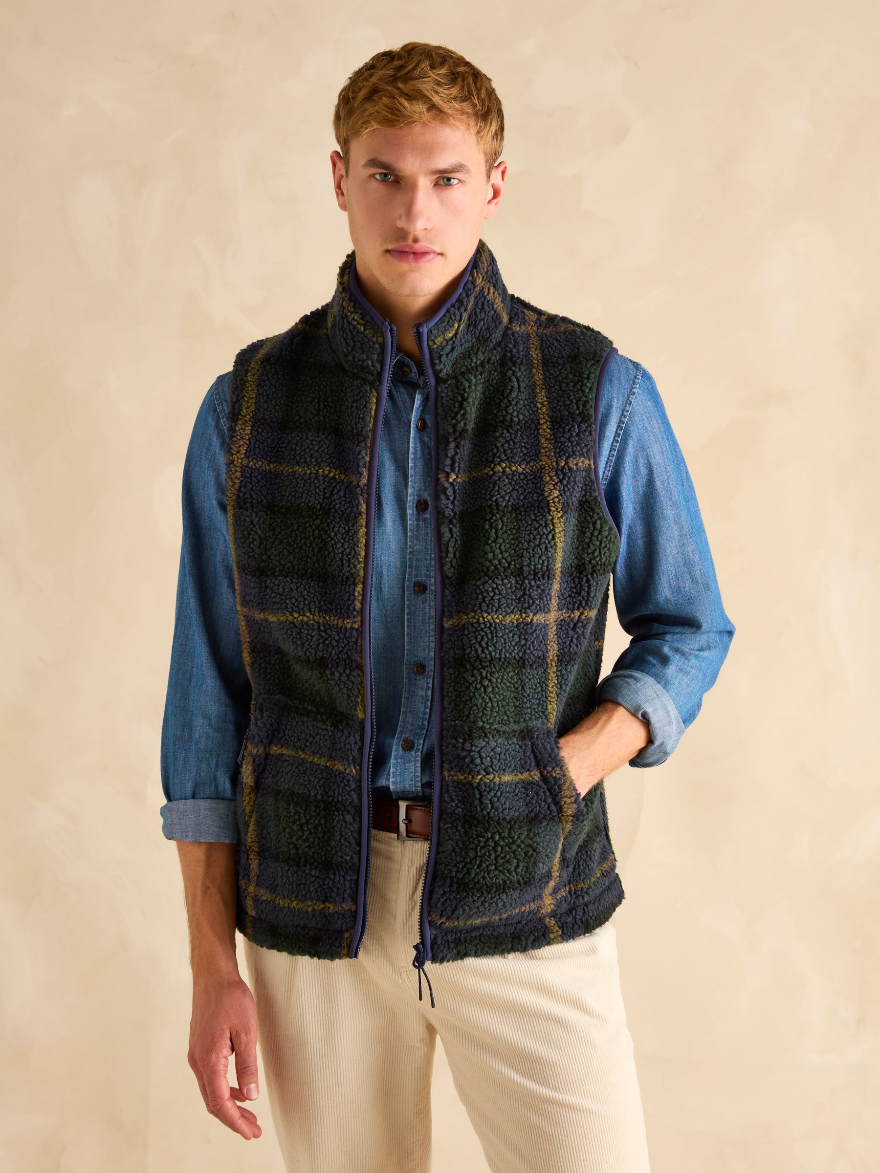 Otis Navy Borg Fleece Gilet - Image 1 of 8