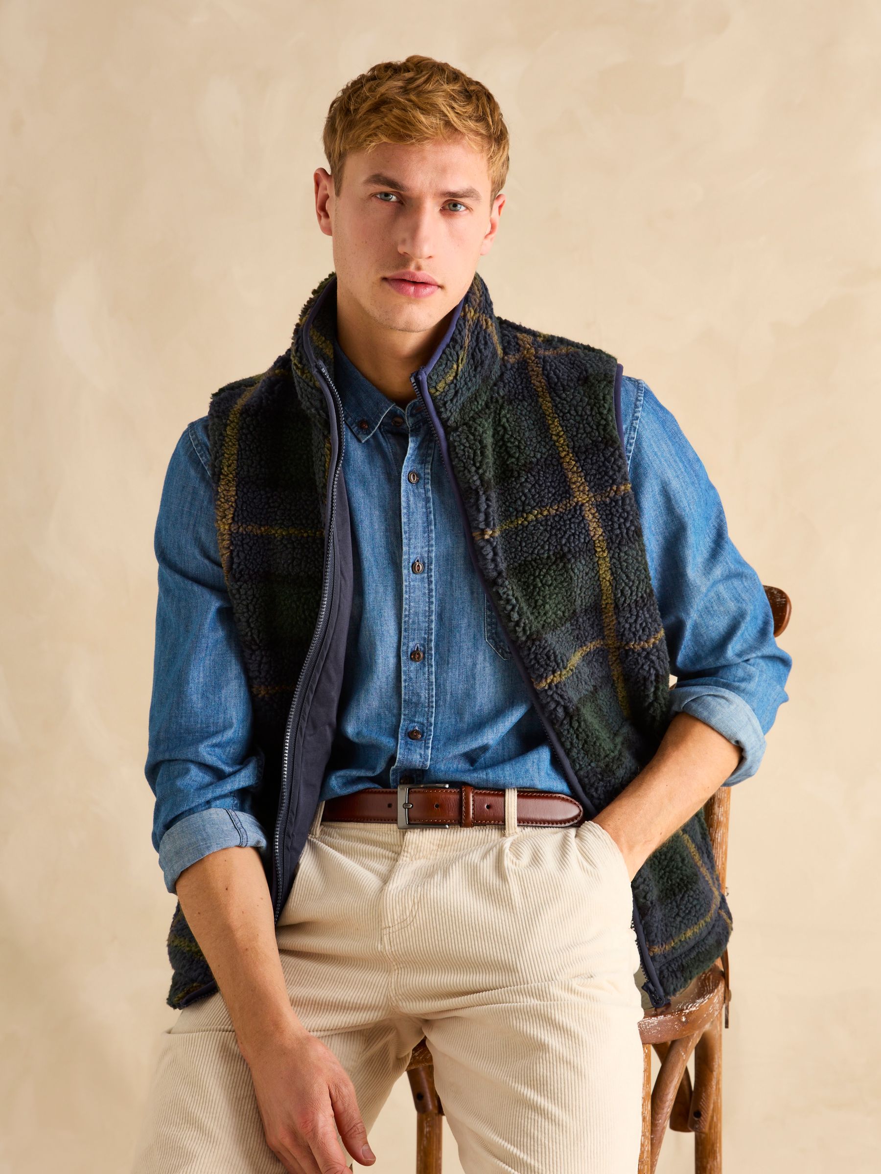 Otis Navy Borg Fleece Gilet - Image 3 of 8