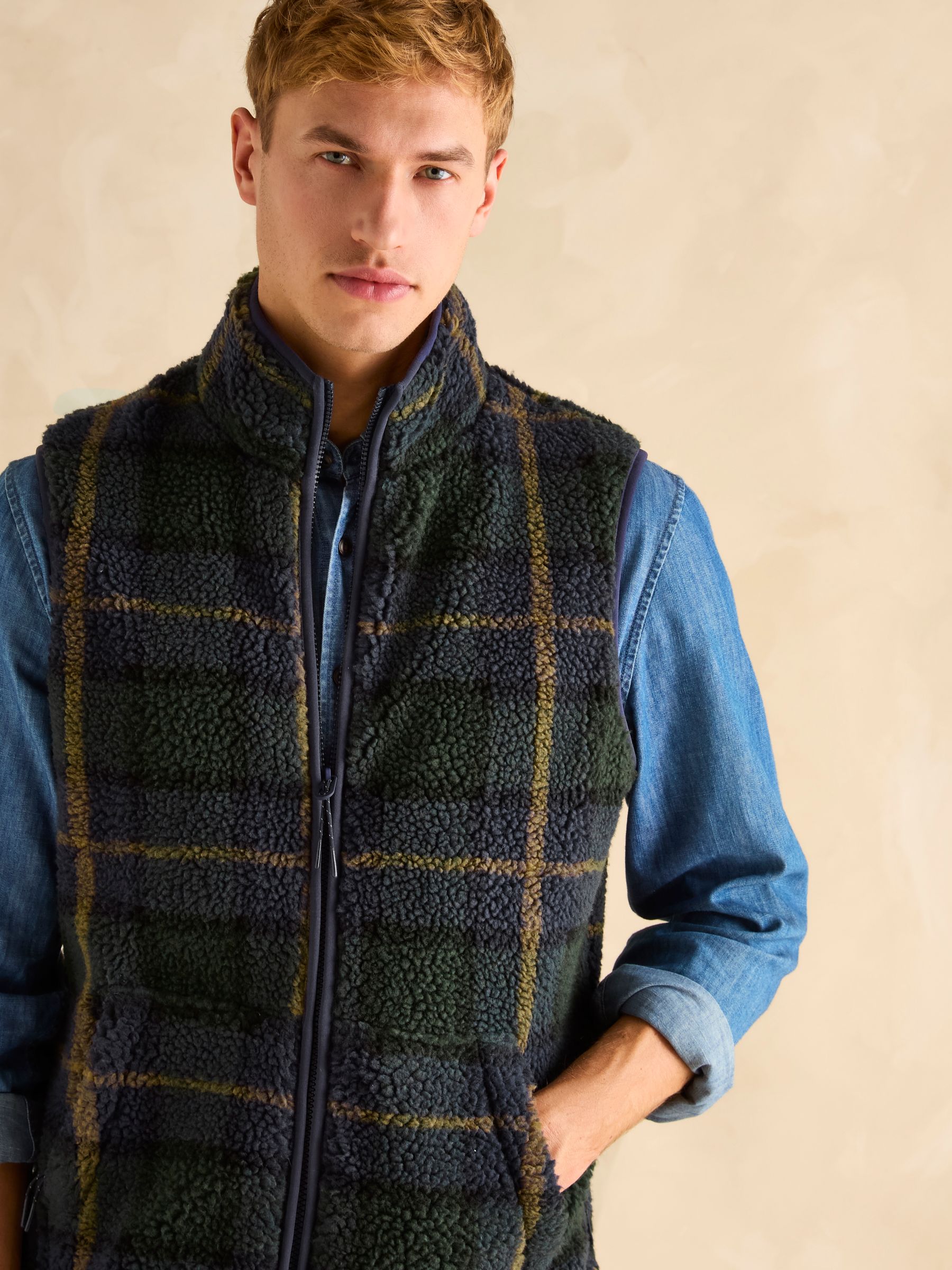 Otis Navy Borg Fleece Gilet - Image 5 of 8