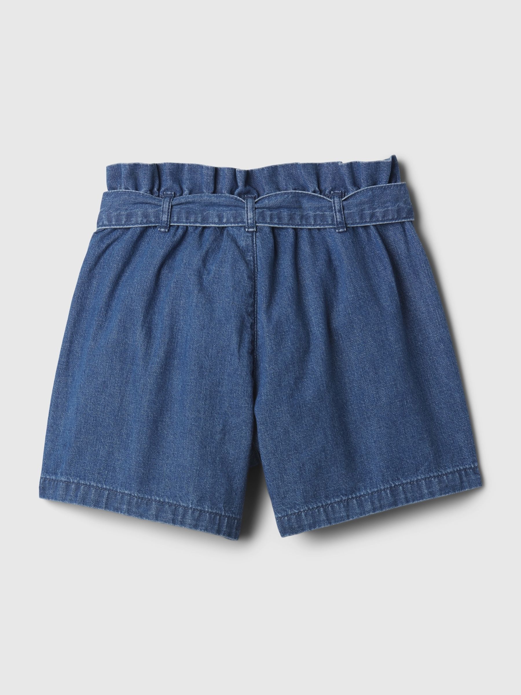 Blue High Waisted Paperbag Denim Shorts (4-13yrs) - Image 5 of 5
