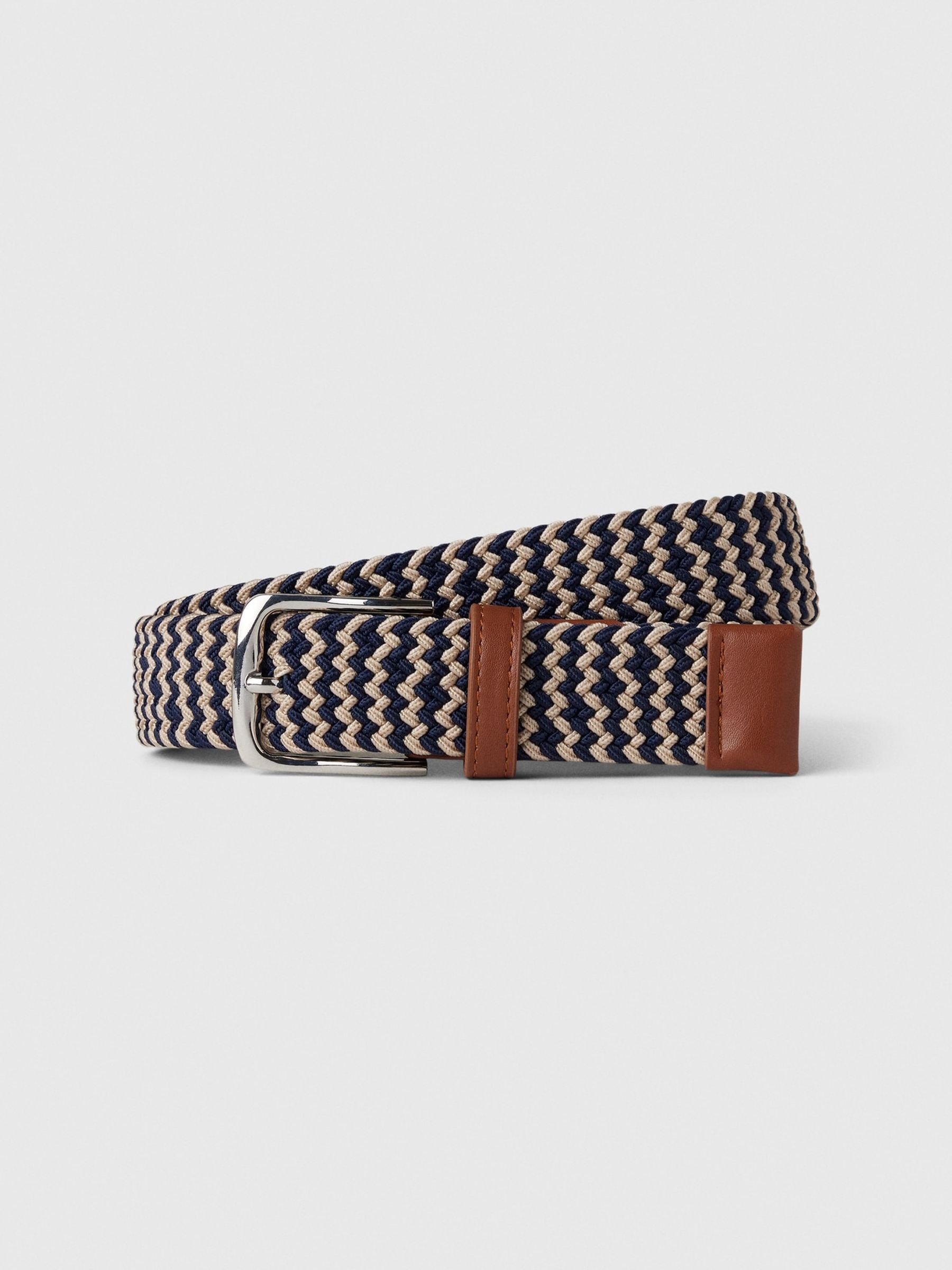 Navy Blue Braided Vegan Leather Belt - Image 1 of 3