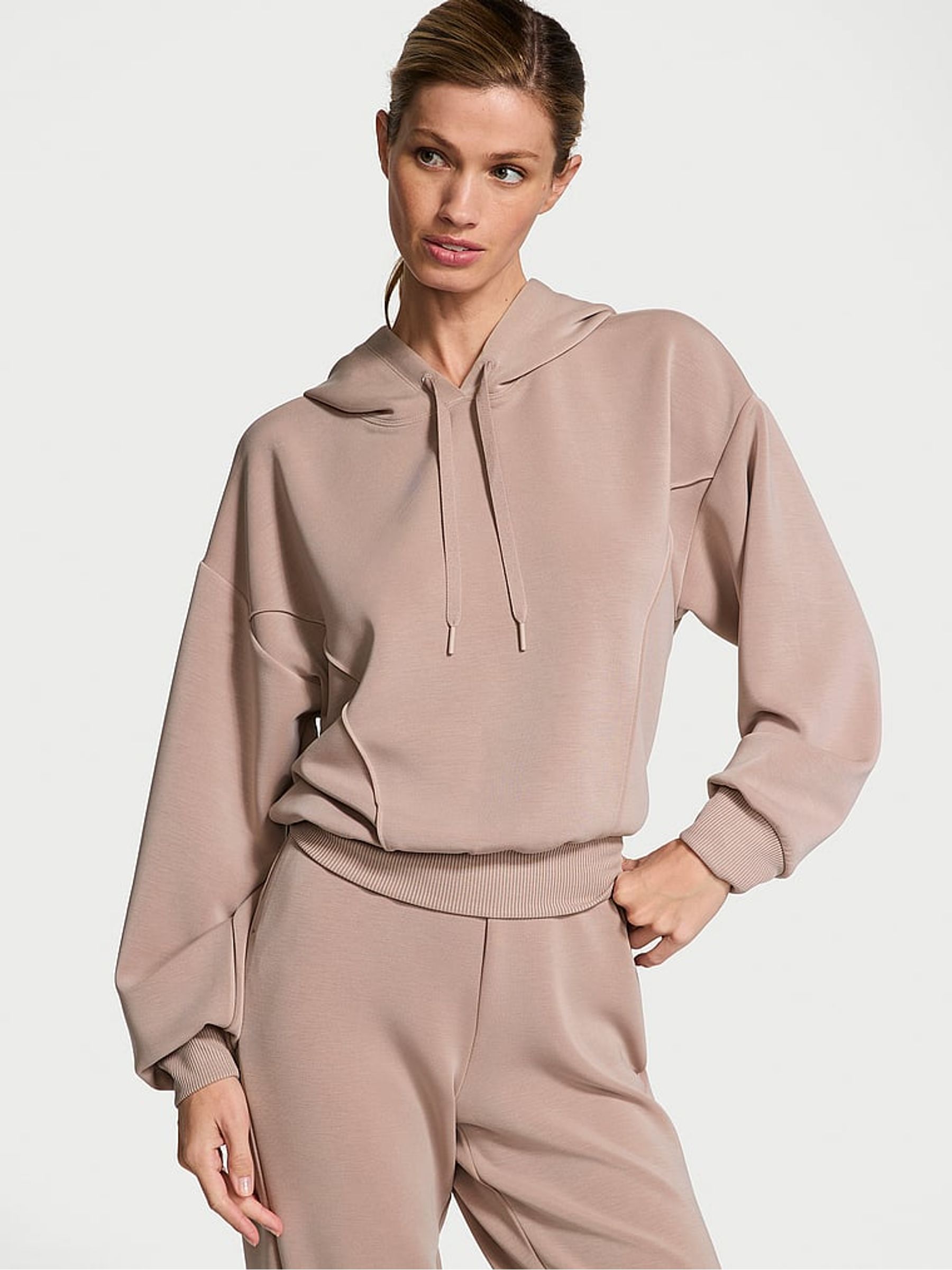Candelight Rose Nude Featherweight Knit Hoodie - Image 1 of 3
