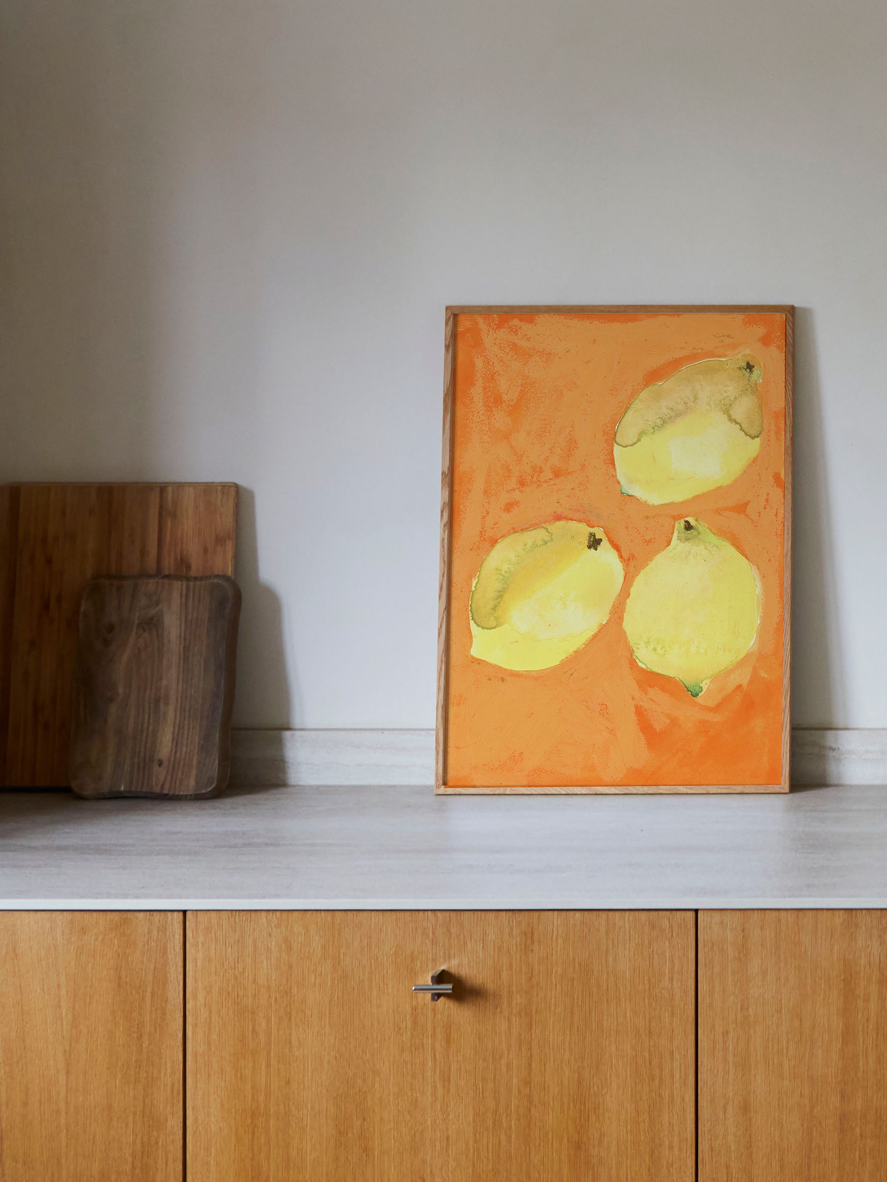 Paper Collective Yellow Lemons Framed Wall Art Print in Natural Oak Frame - Image 2 of 4