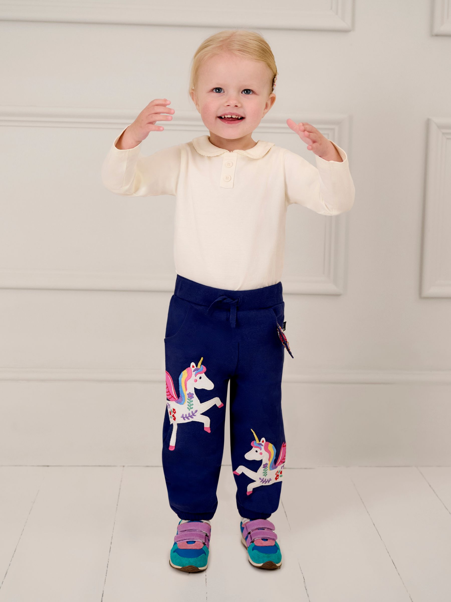 Navy Blue Unicorn Appliqué Joggers - Image 1 of 6