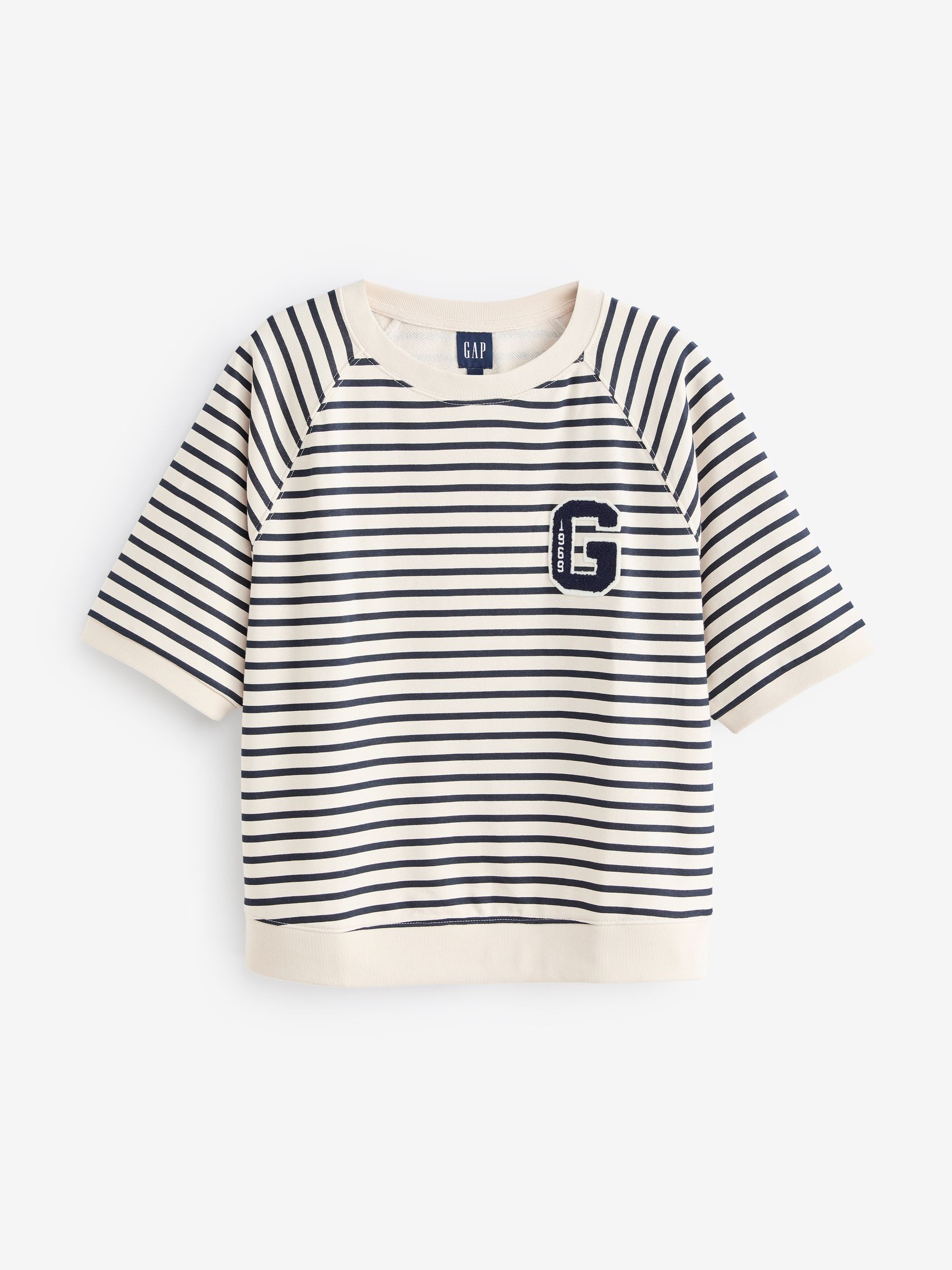 Cream & Black Stripe Logo Oversized Sweatshirt - Image 1 of 7