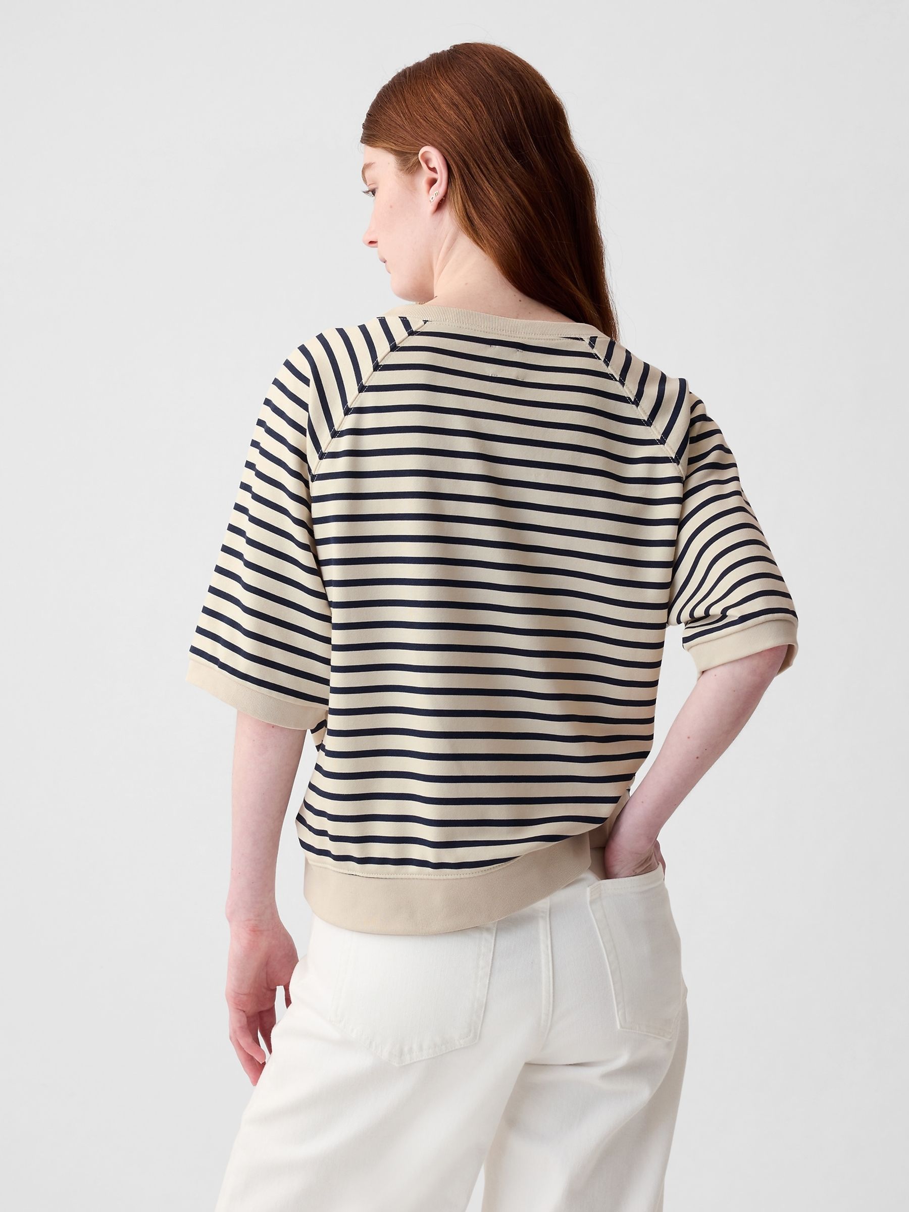Cream & Black Stripe Logo Oversized Sweatshirt - Image 5 of 7