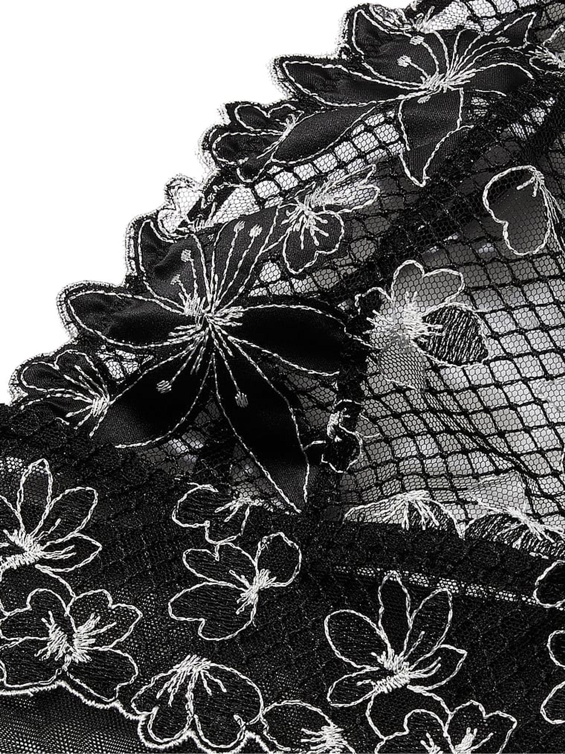 Black Ziggy Glam Embroidery Plunge Bodysuit - Image 4 of 4