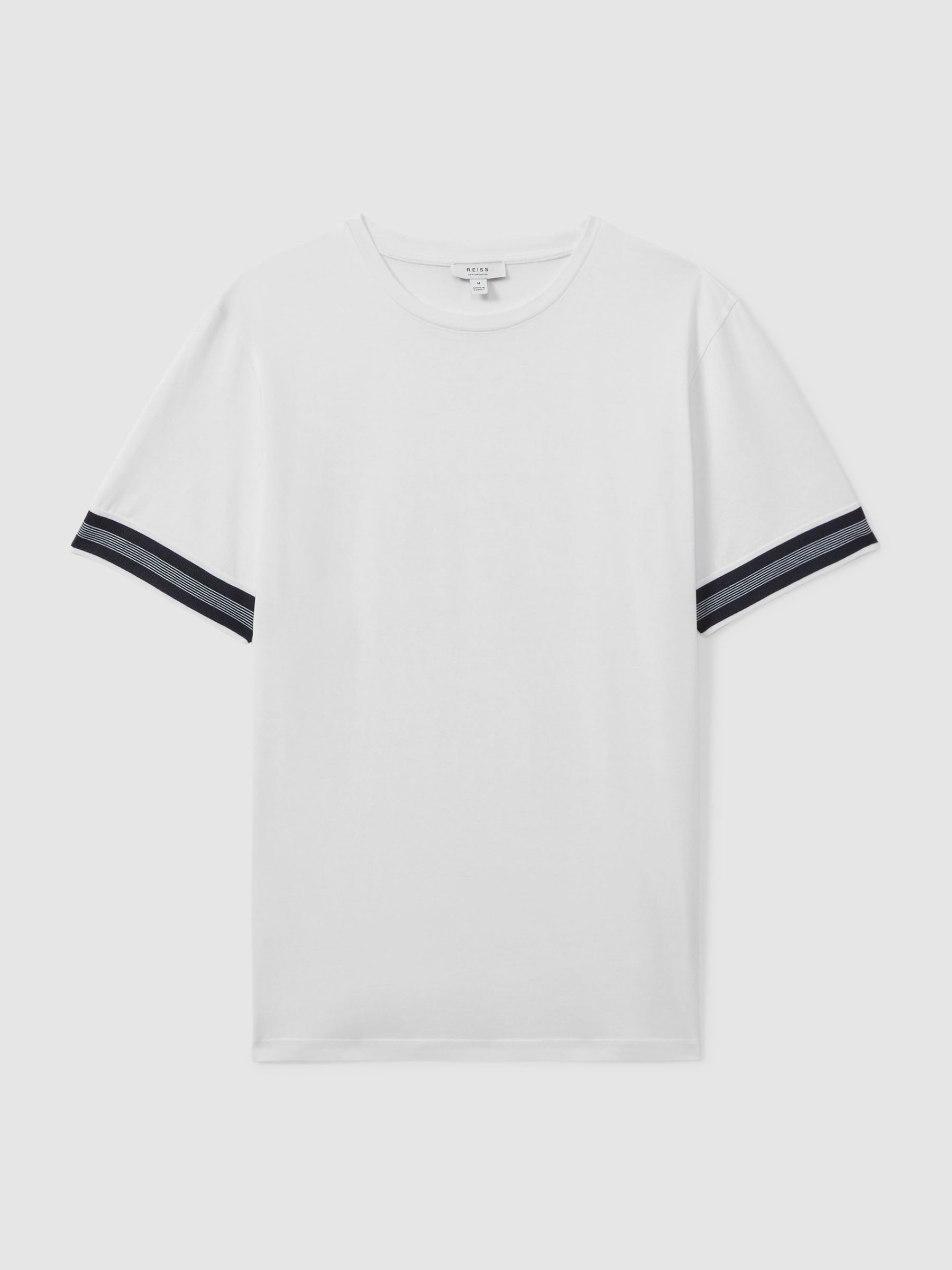Mercerised Cotton Striped T-Shirt in White - Image 2 of 6