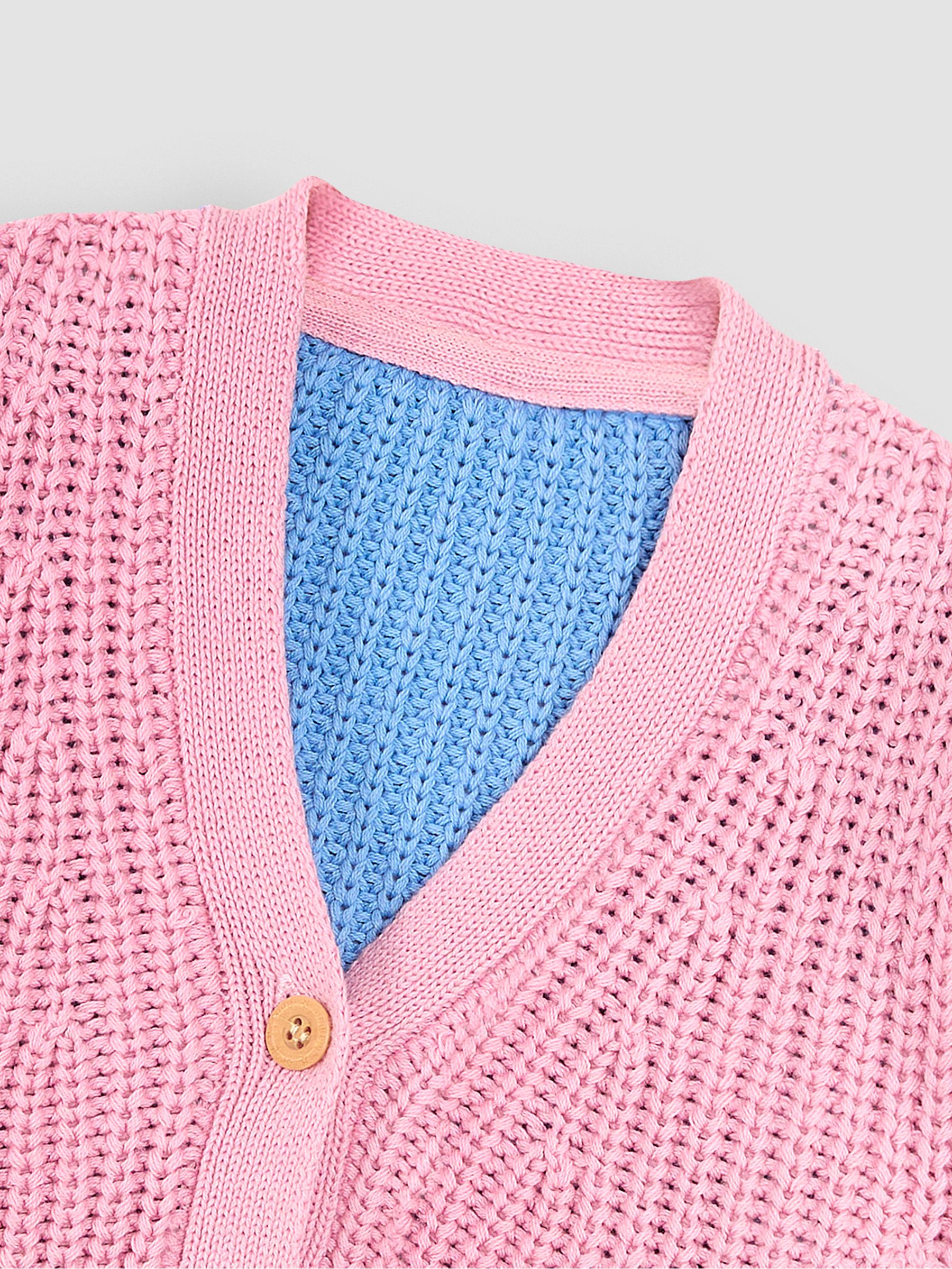 Rose Pink Crochet Pocket Cardigan - Image 5 of 7
