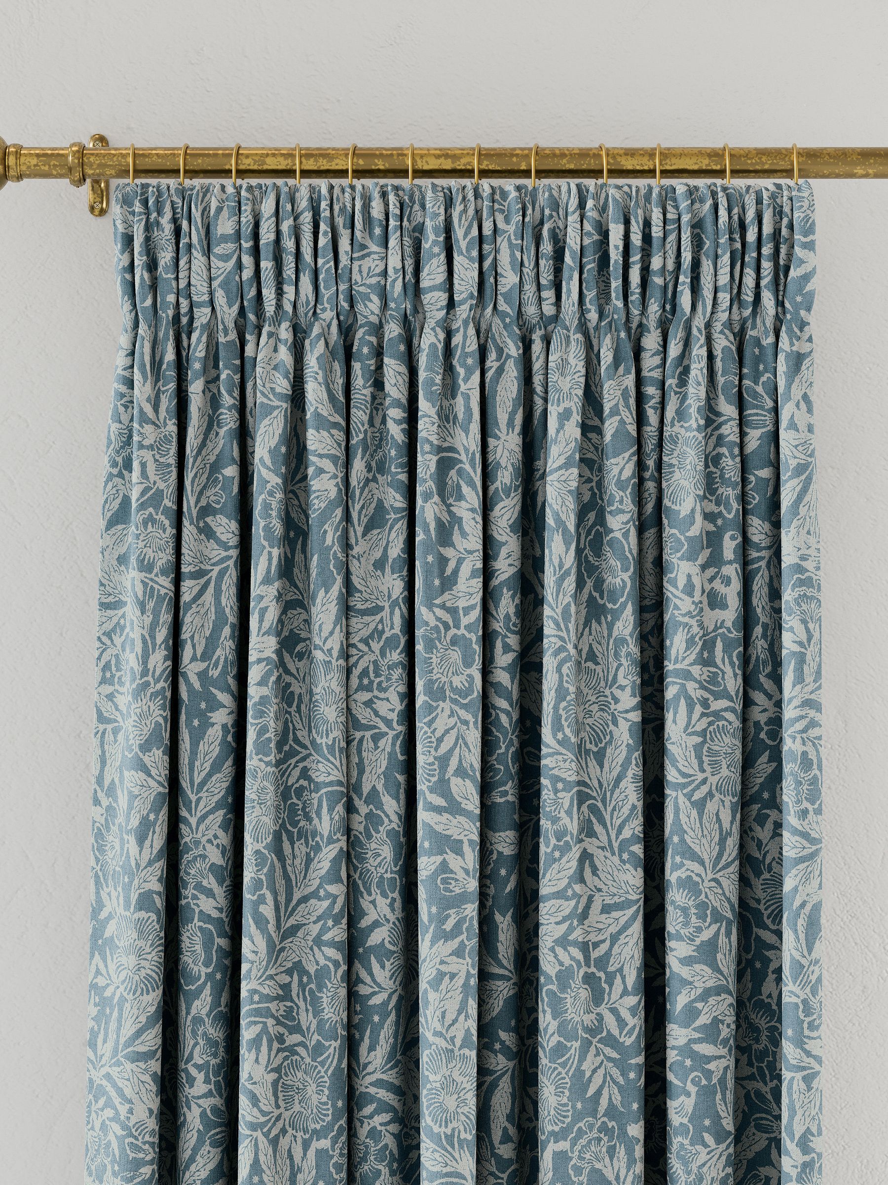 Duck Egg Twilight Ditsy Lined Pencil Pleat Curtains - Image 3 of 3