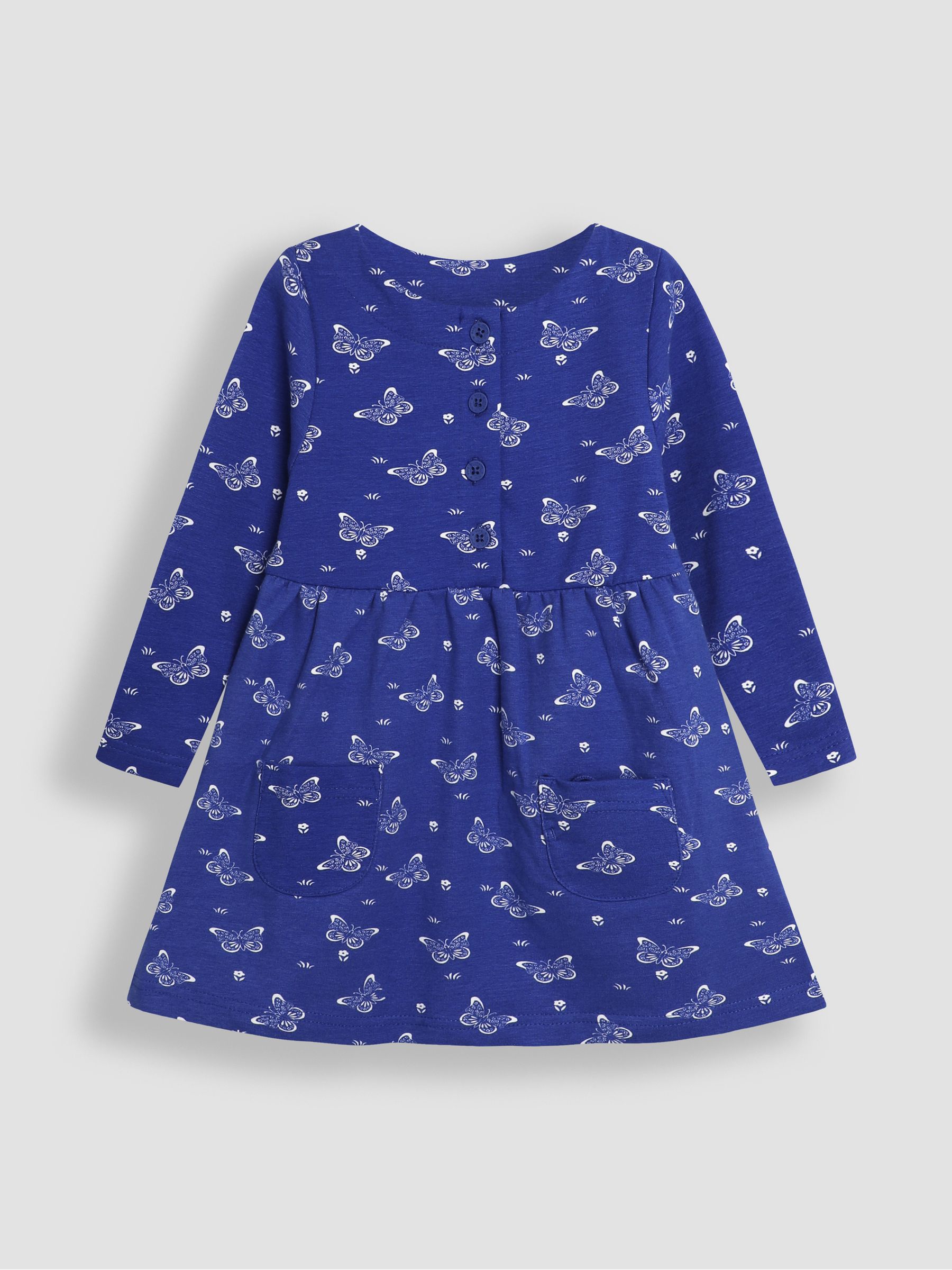 Cobalt Blue Butterfly Button Front Dress - Image 3 of 5