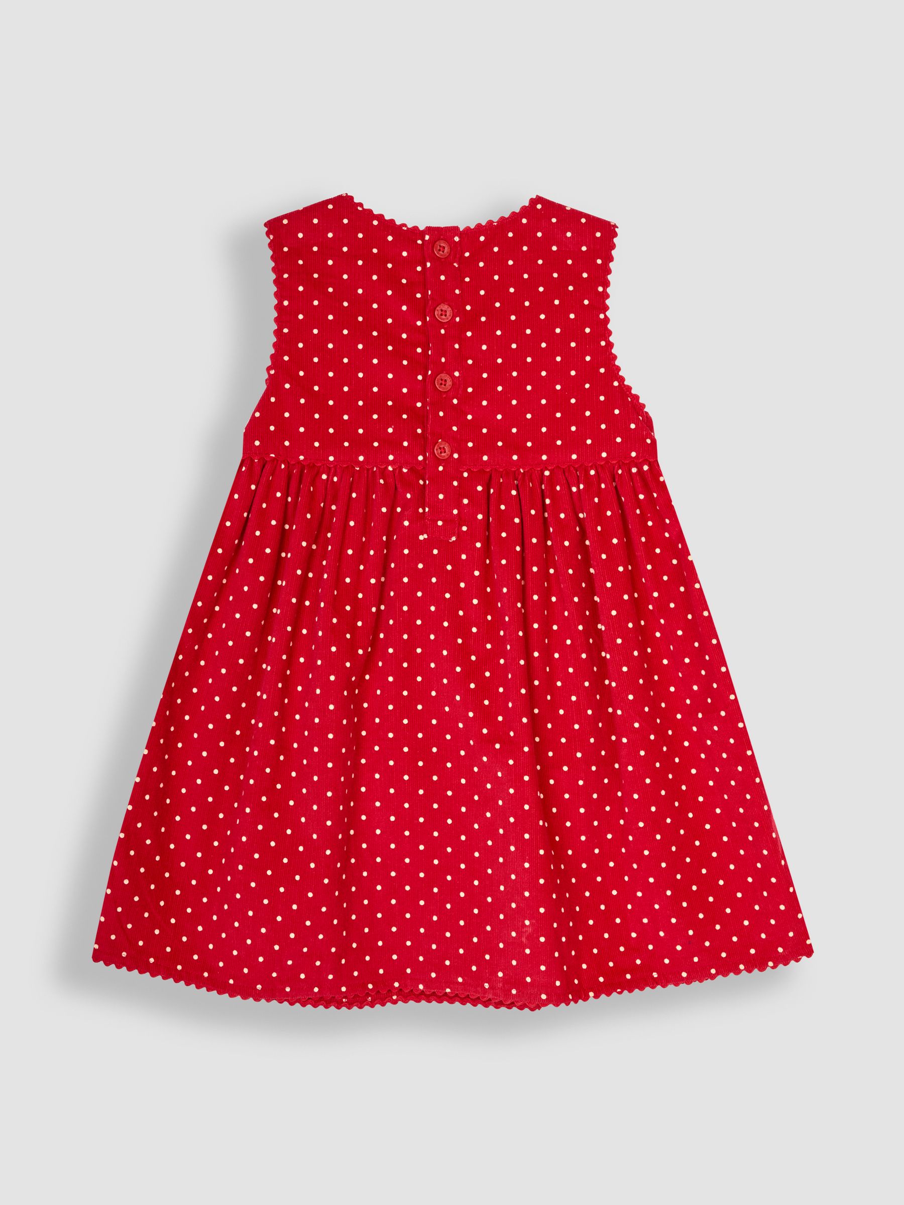 Red Reindeer & Robin Christmas Appliqué Cord Dress - Image 2 of 3