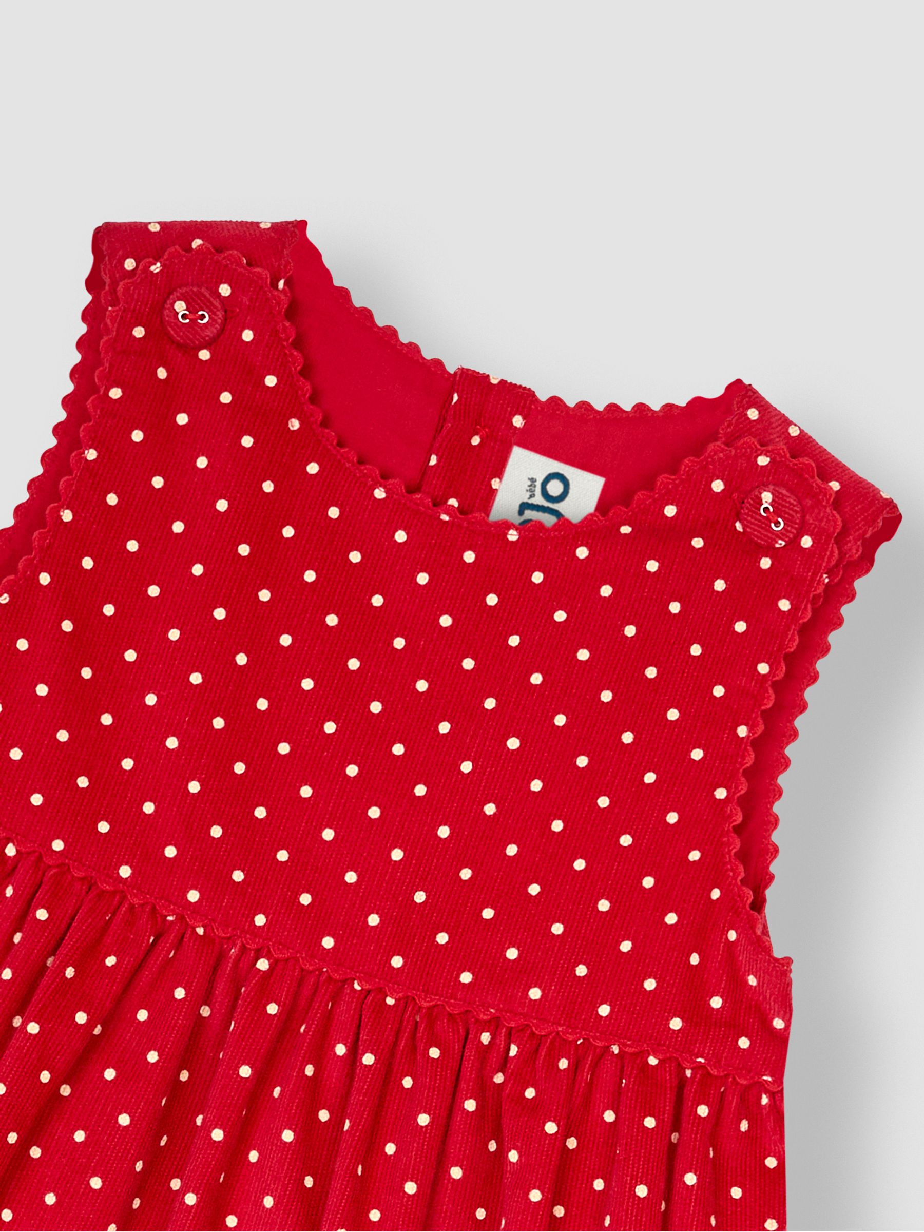 Red Reindeer & Robin Christmas Appliqué Cord Dress - Image 3 of 3