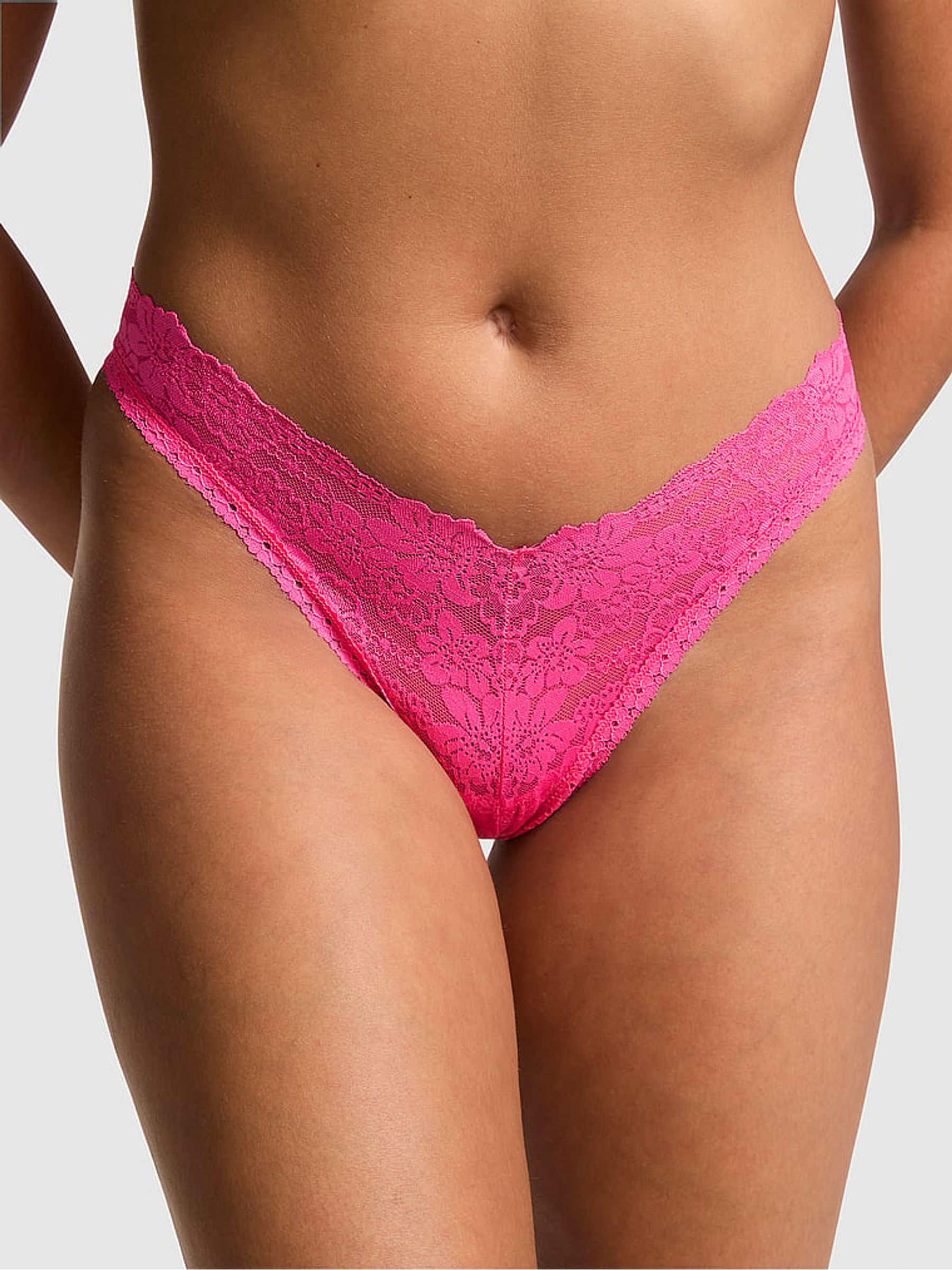 Pink Rose Brazilian Floral Lace Knickers - Image 1 of 1