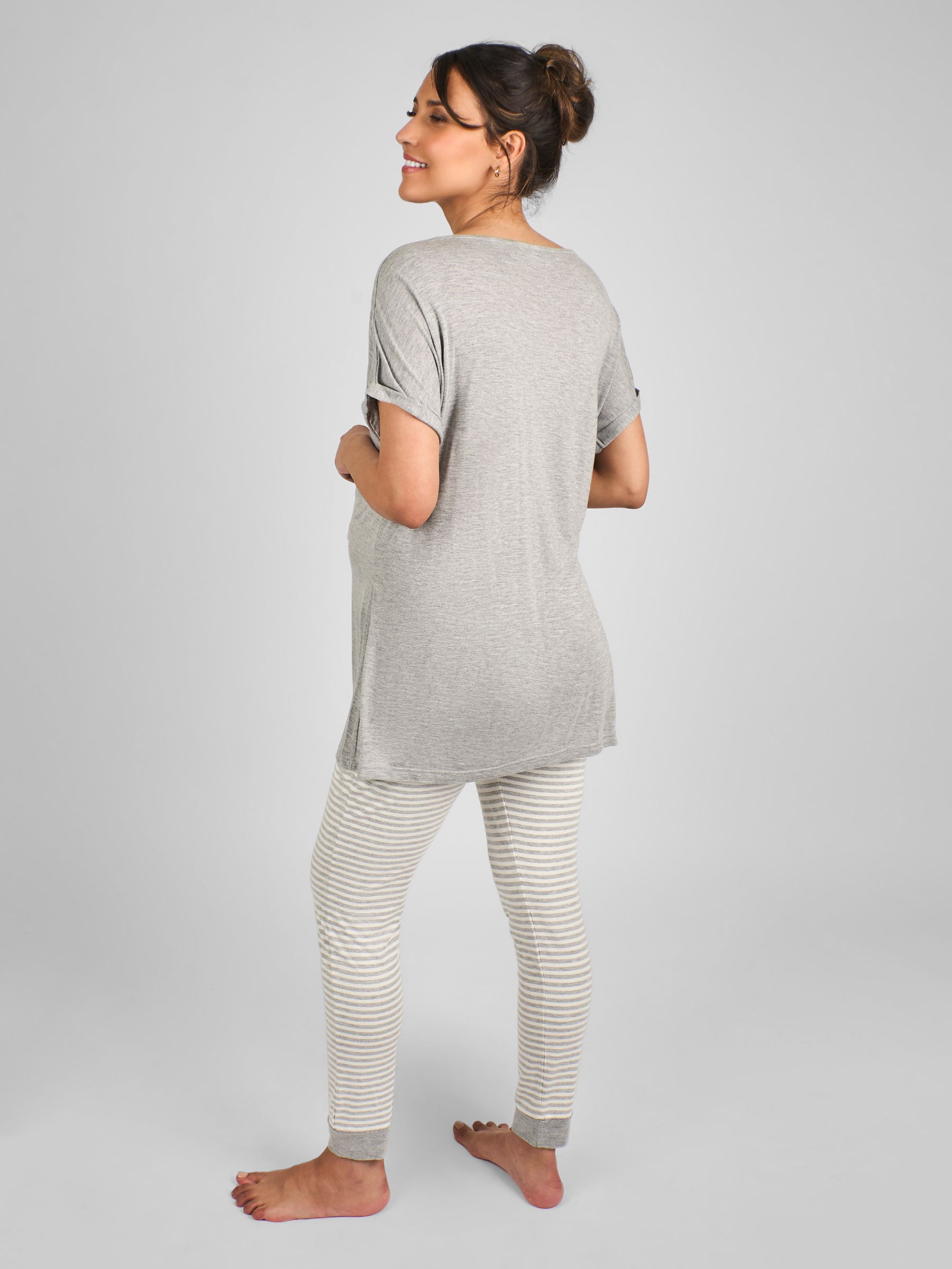 Grey Maternity And Nursing Stripe Pyjamas Set - Image 2 of 5