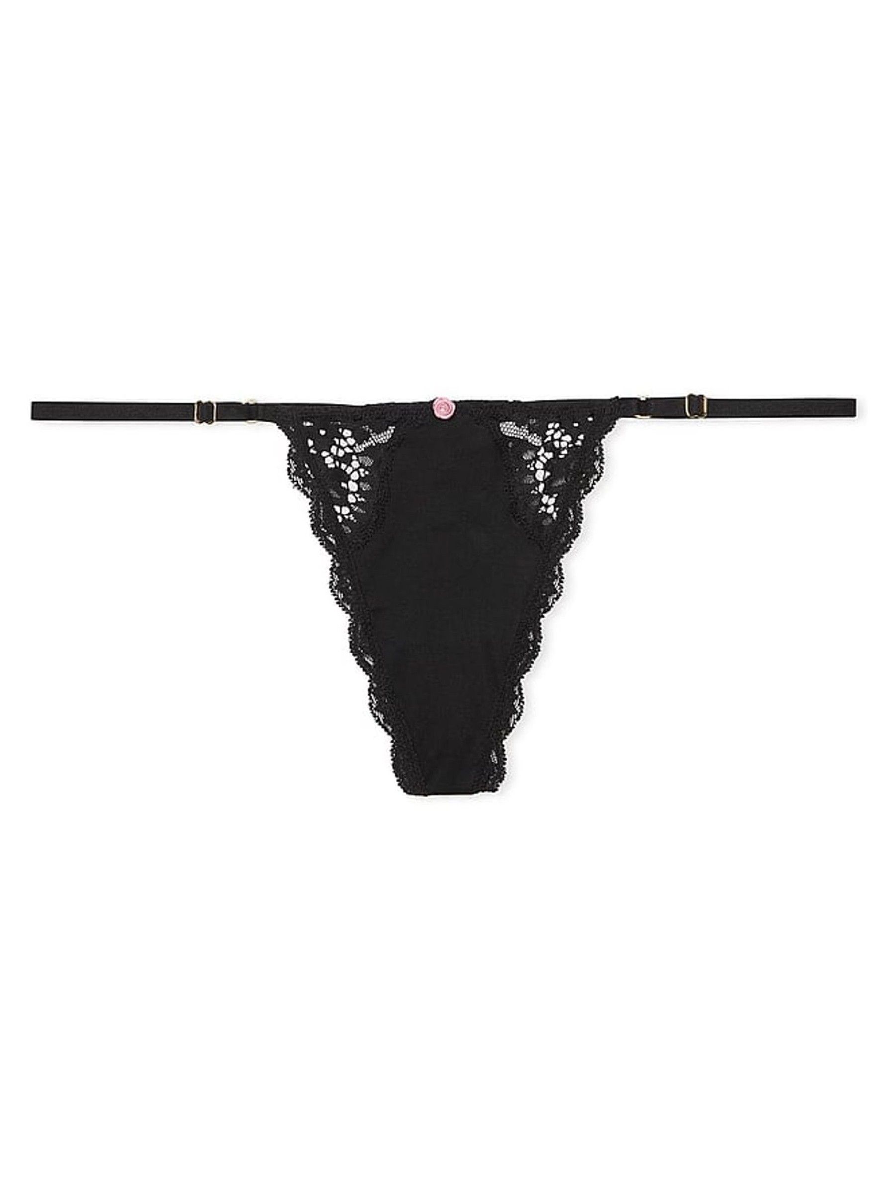 Black Lace Trim G String Knickers - Image 3 of 3