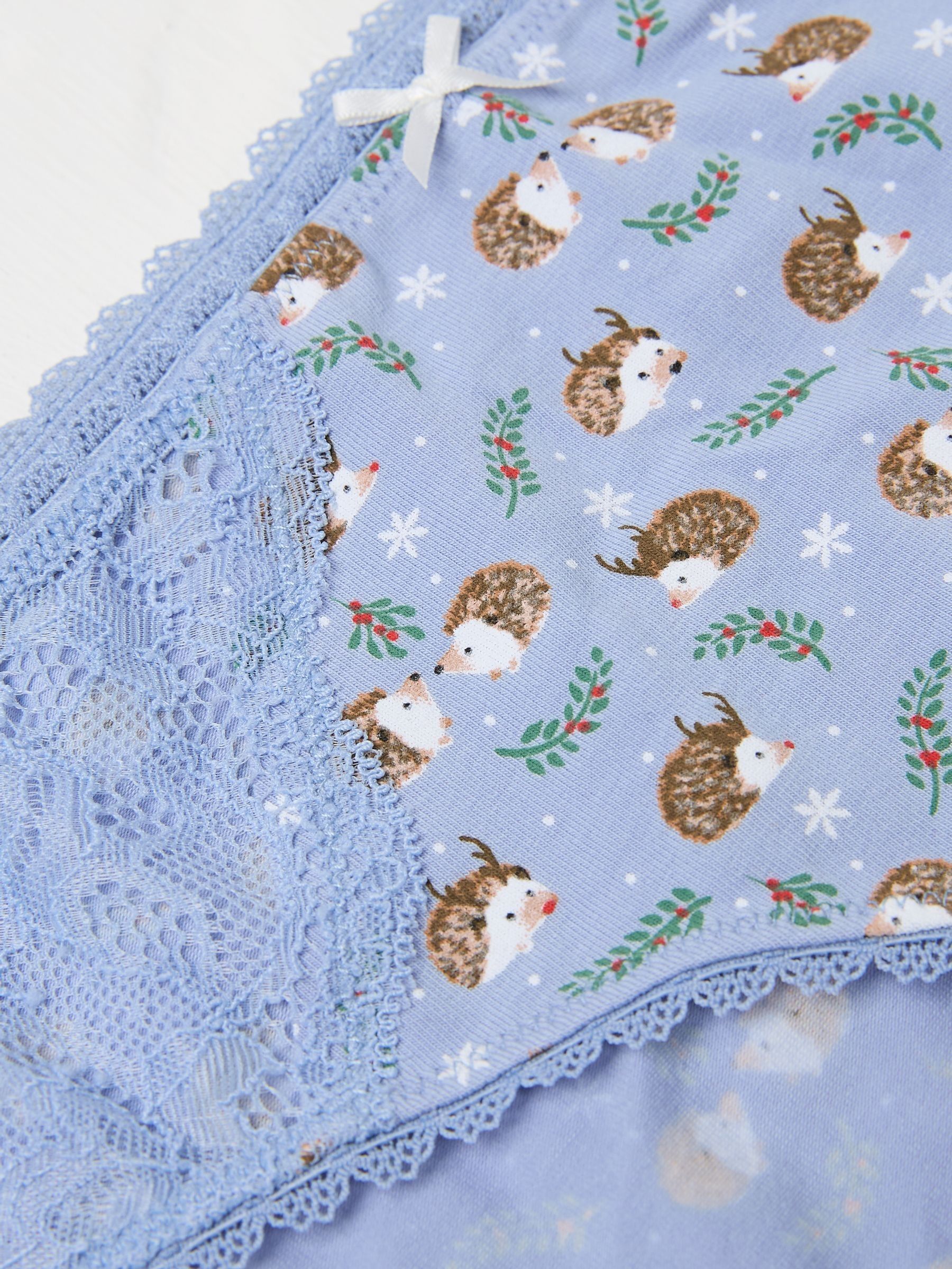Chambray Blue Festive Hedgehog Mini Knickers - Image 2 of 2