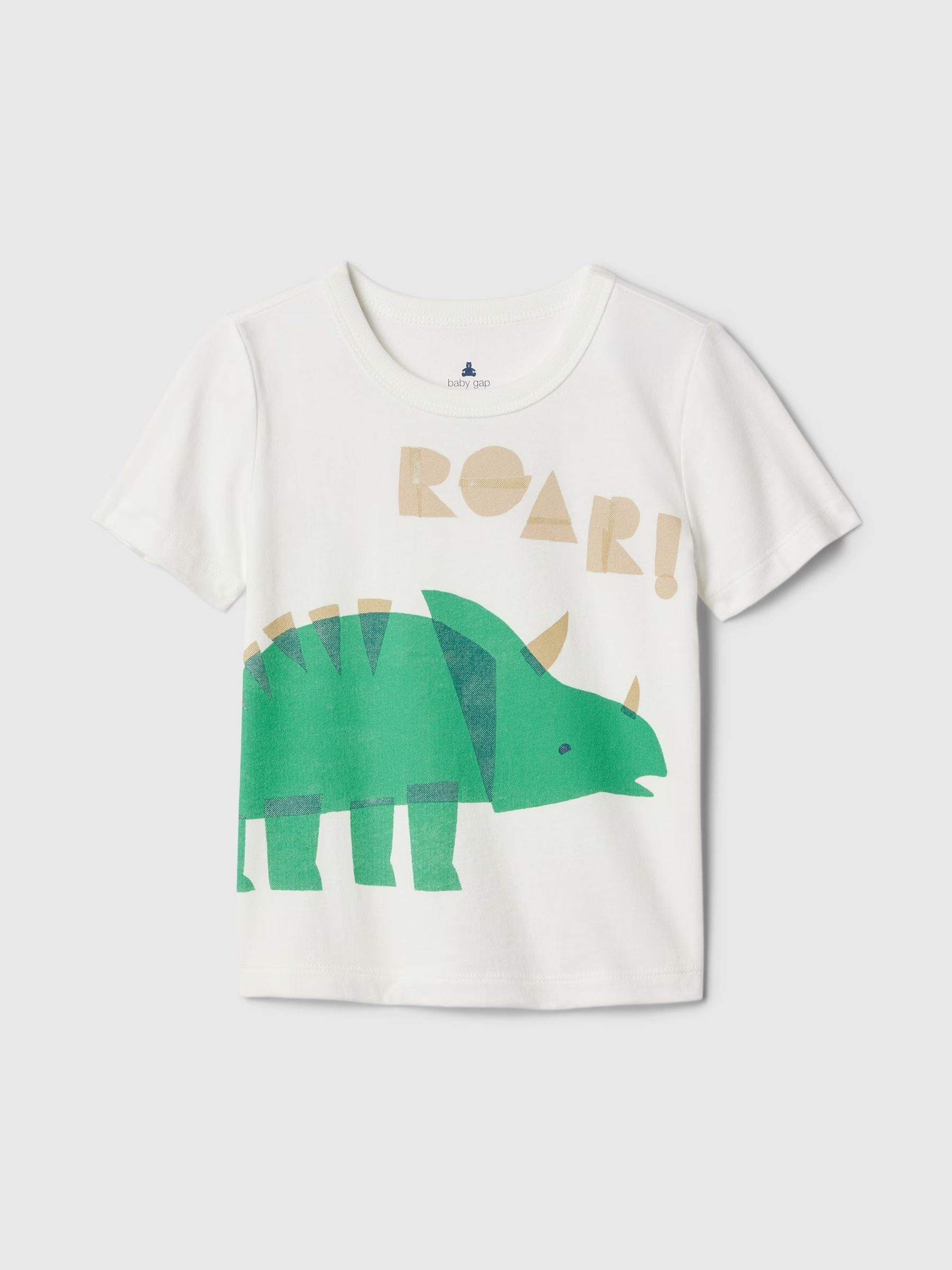 White Dinosaur Graphic Short Sleeve Crew Neck Baby T-Shirt (Newborn-5yrs) - Image 1 of 3