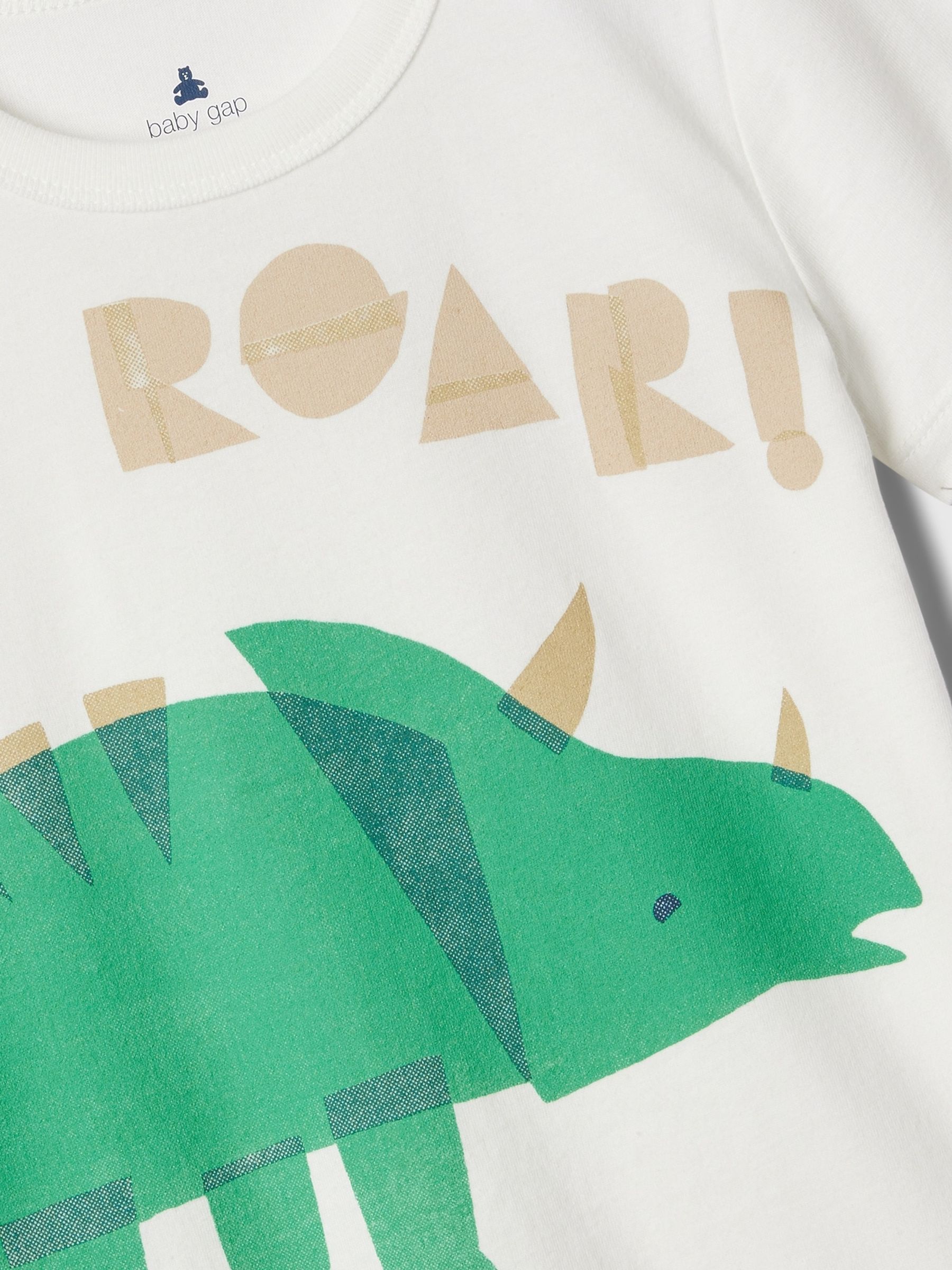 White Dinosaur Graphic Short Sleeve Crew Neck Baby T-Shirt (Newborn-5yrs) - Image 3 of 3