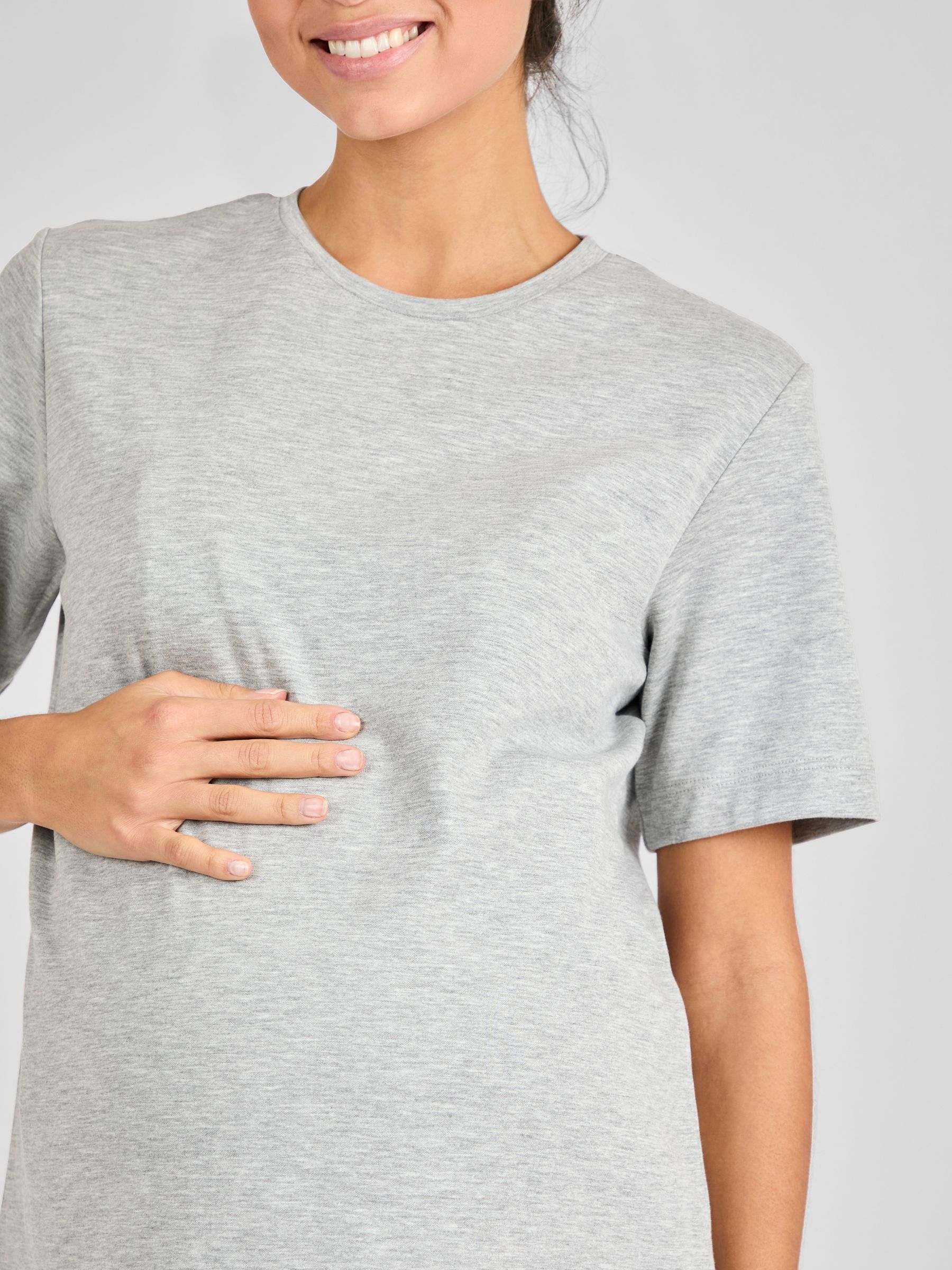 Marl Grey Oversized Boyfriend Maternity T-Shirt - Image 4 of 4