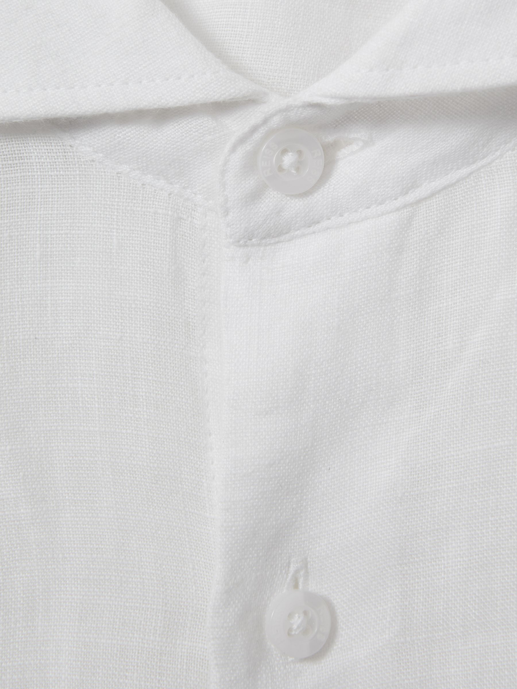 3-9 yrs Linen Cutaway Collar Shirt in White - Image 4 of 4